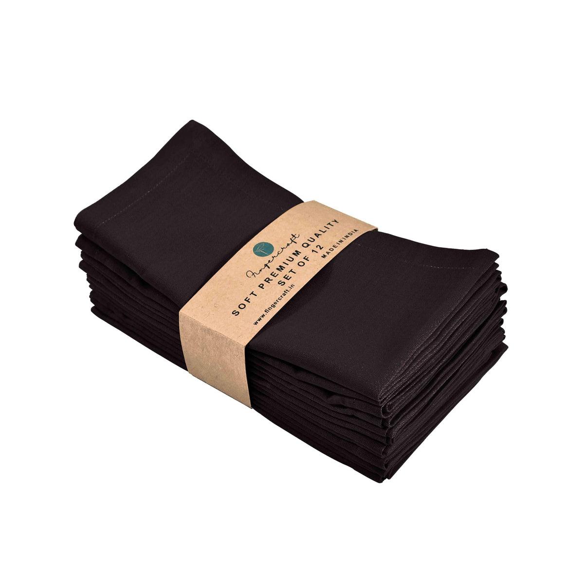 Fingercraft Dinner Cloth Napkins, Cotton Linen Blend Fabric 12 Pack Easter Special Black Premium Quality, Mitered Corners For Ev
