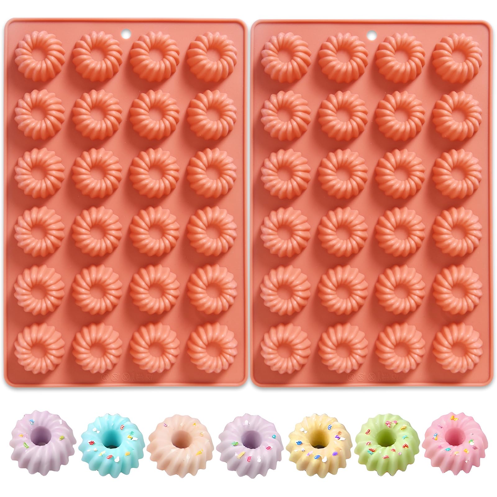 Fchil Mini Buntz Cake Silicone Mold Pan Set of 2, 24Cavity