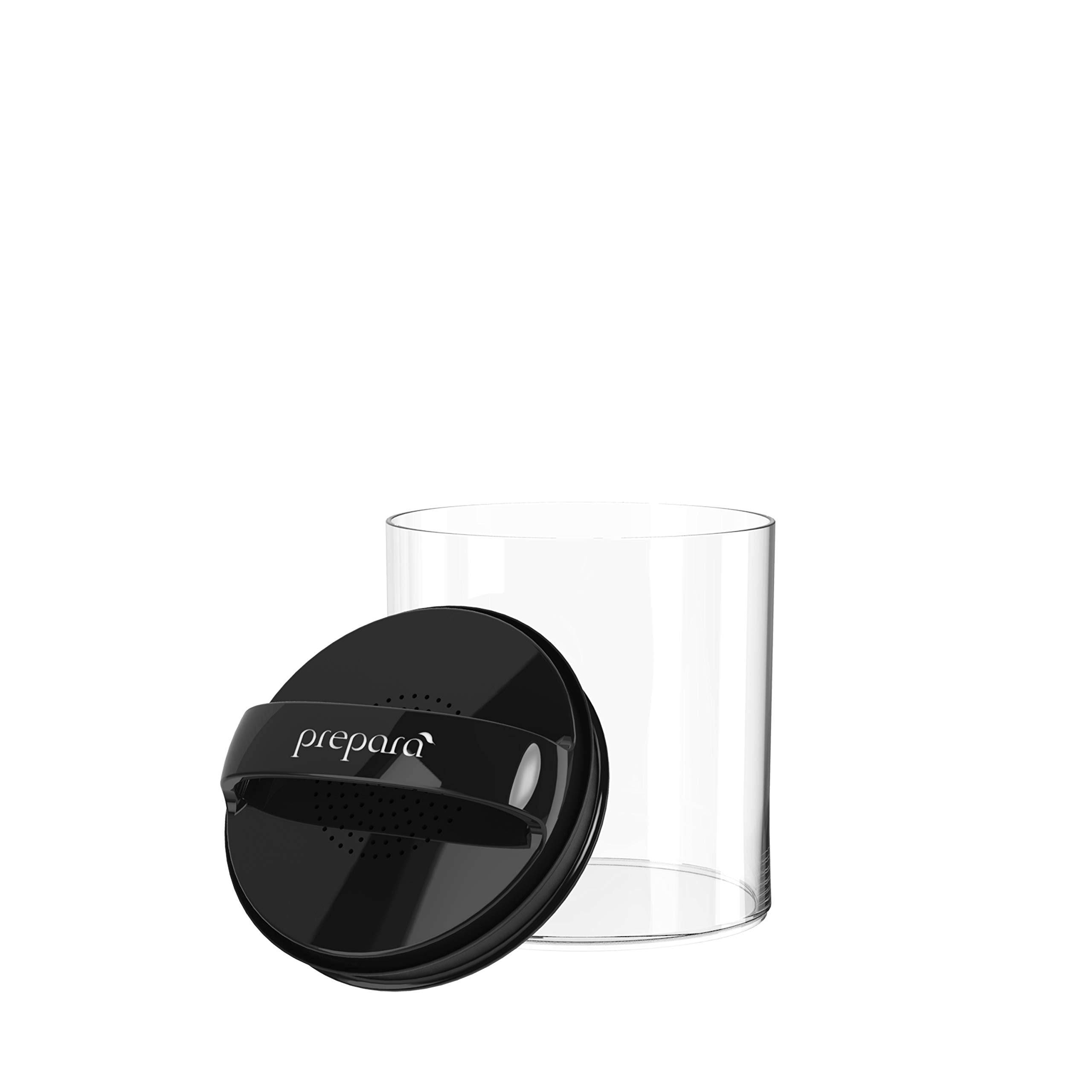 Prepara Evak Fresh Saver, Large-Short Airless Canister With Black Handle, 1.8 Quart, Clear