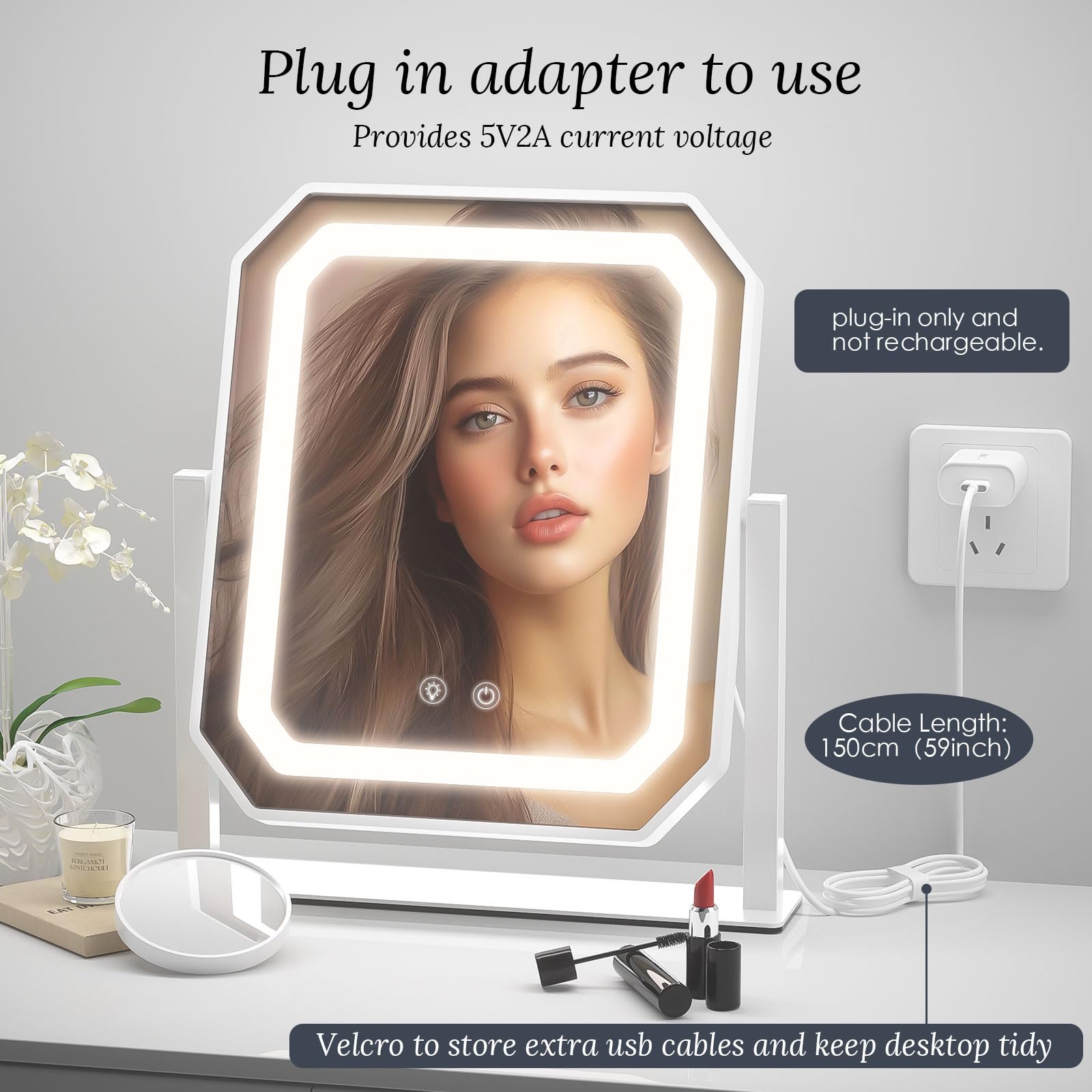 Gioeda Makeup Mirror With Lights, 12X10 Hollywood Vanity Mirror With Lights, Brightness Adjustable, 3 Colors, 360 Rotation, Smar