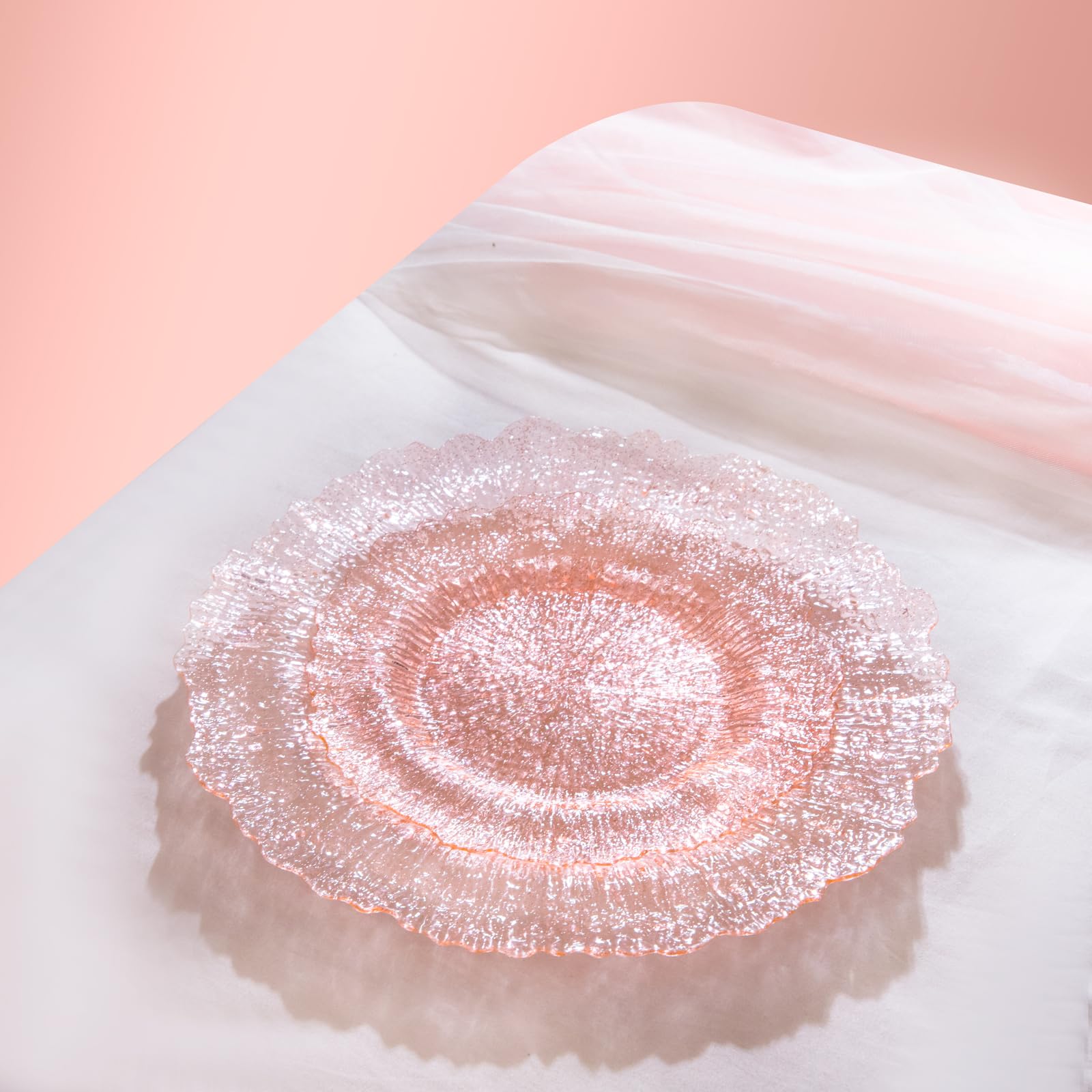 U-Qe 60Pcs Pink Plates For Party - Pink Valentines Plates Disposable Heavy Duty - Clear Pink Plastic Plates For Valentine'S Day