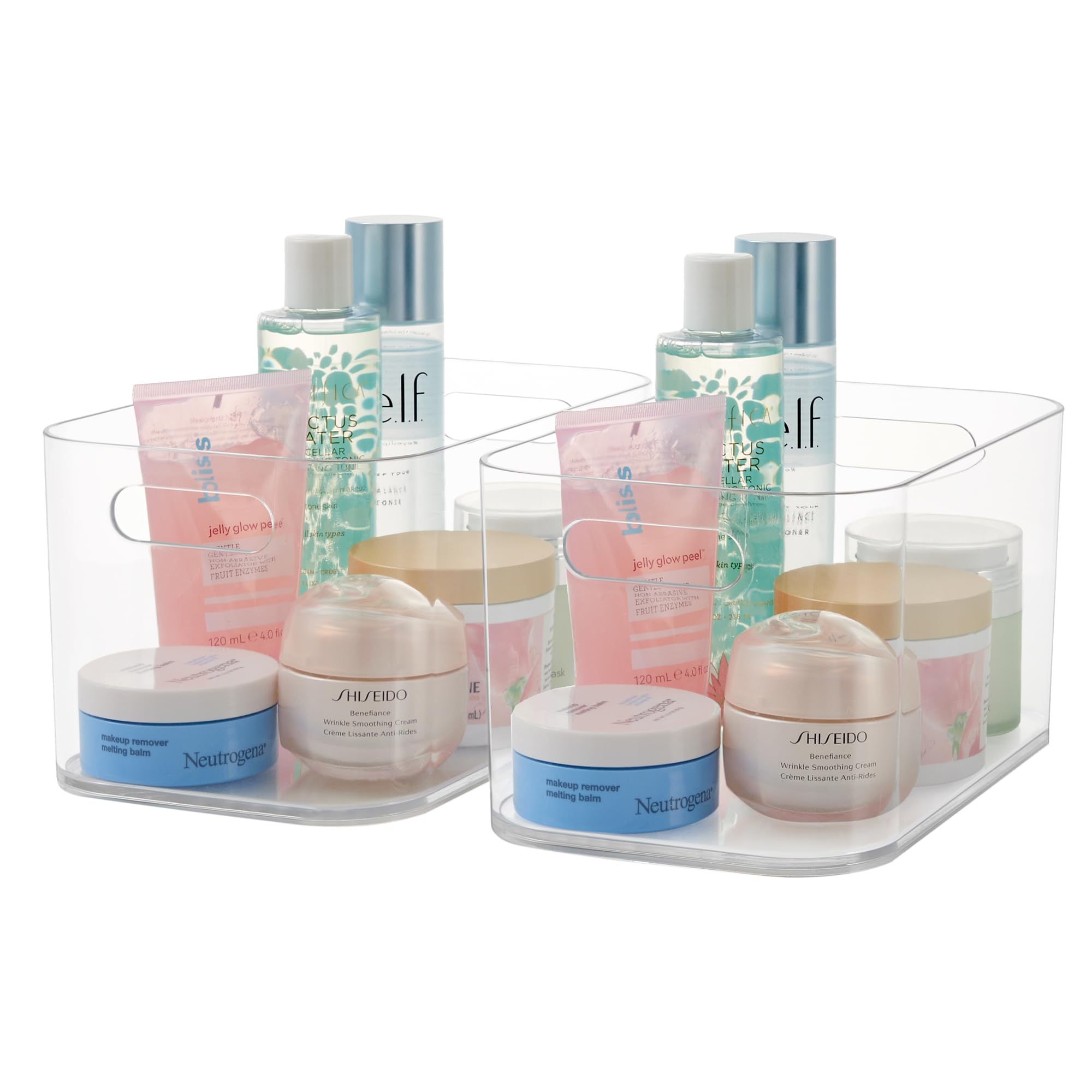 Stori Bliss 10'' X 6'' Open Compartment Clear Plastic Organizer (Set Of 2) | Rectangular Makeup & Vanity Container & Pantry Stor