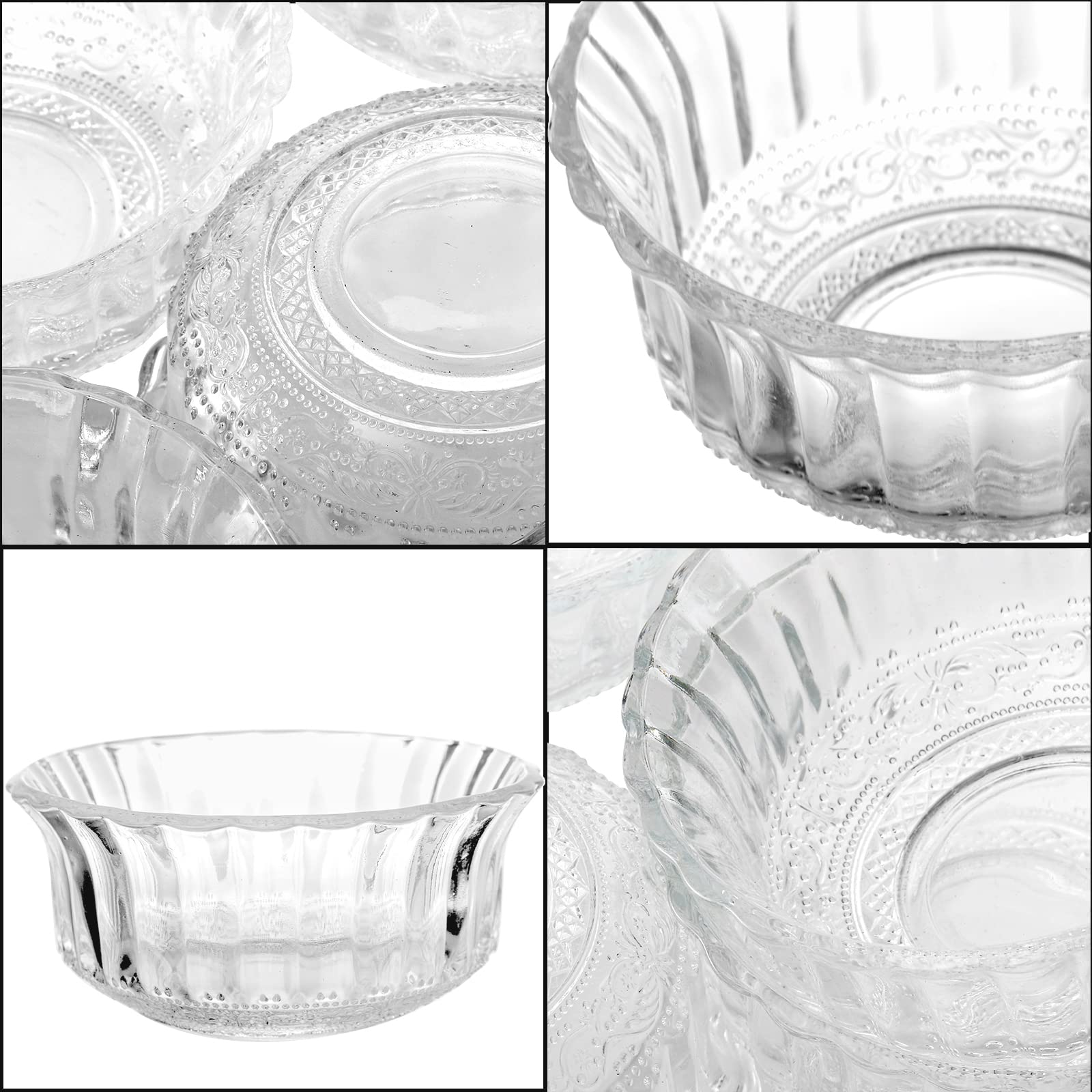 Frcctre 16 Pack 4 Inch Glass Bowls, 8.5 Oz Mini Glass Prep Bowls Salad Bowls Dessert Bowls Candy Bowl Serving Bowls For Kitchen