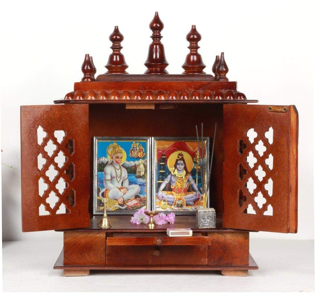 Home And Bazaar Rajasthani Ethnic Handcrafted Wooden Temple/Mandir/Pooja Ghar/Mandapam