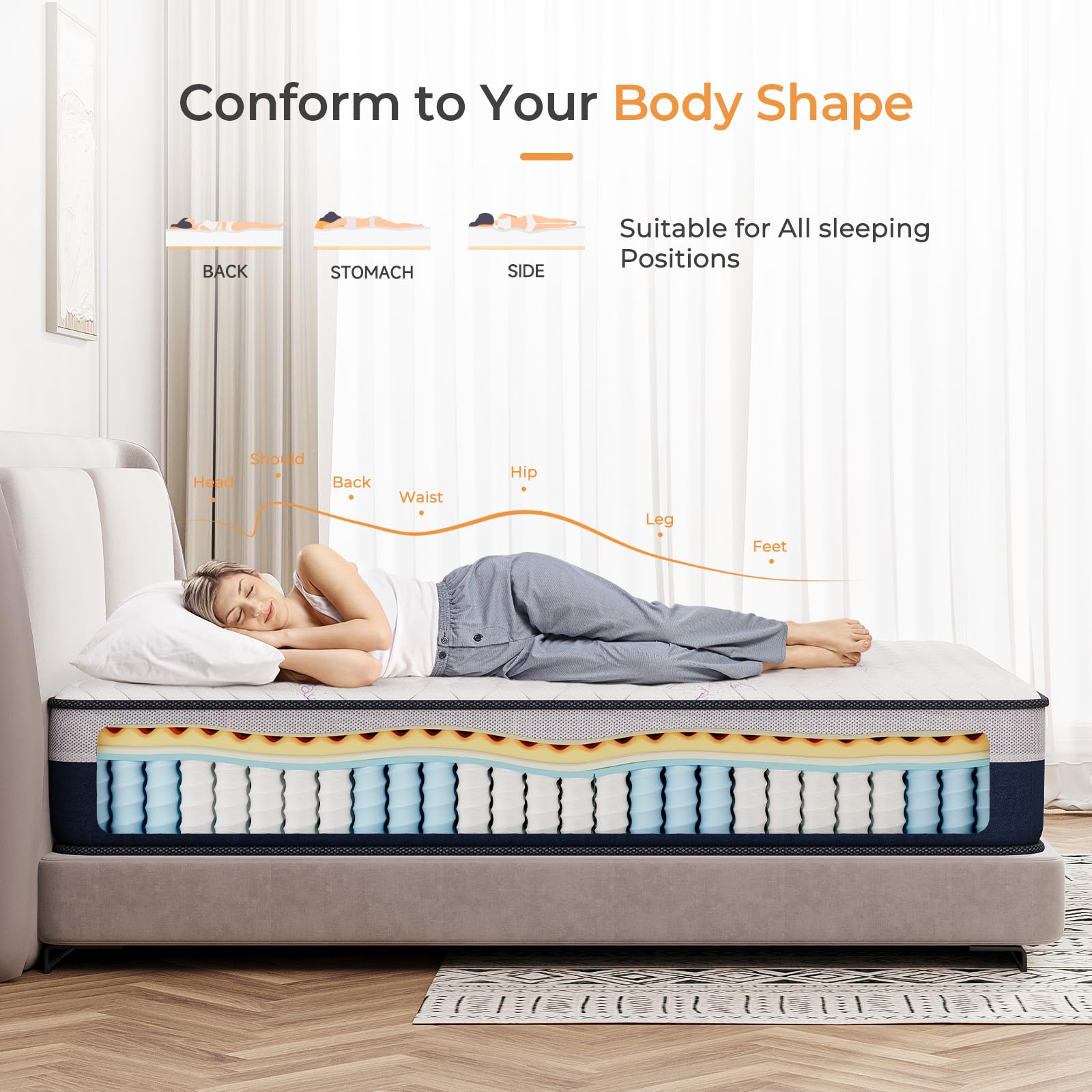Vesgantti Full Mattress  12 Inch Innerspring Hybrid Full Size Mattress with Memory Foam and Individual Pocket Springs  Mattress in a Box  Medium Firm Feel