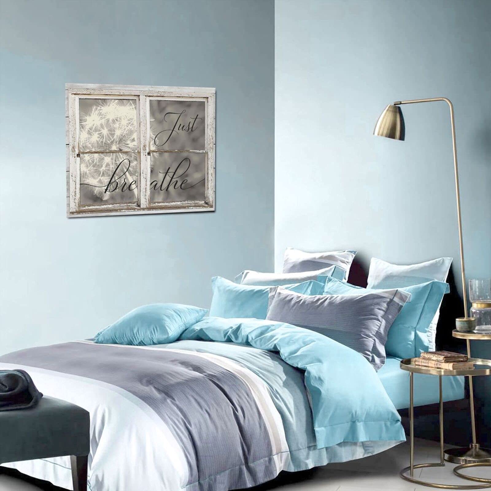 Just Breathe Canvas Wall Art Beautiful Dandelion And Window Inspirational Pictures Motivational Quotes Poster Framed Wall Decor