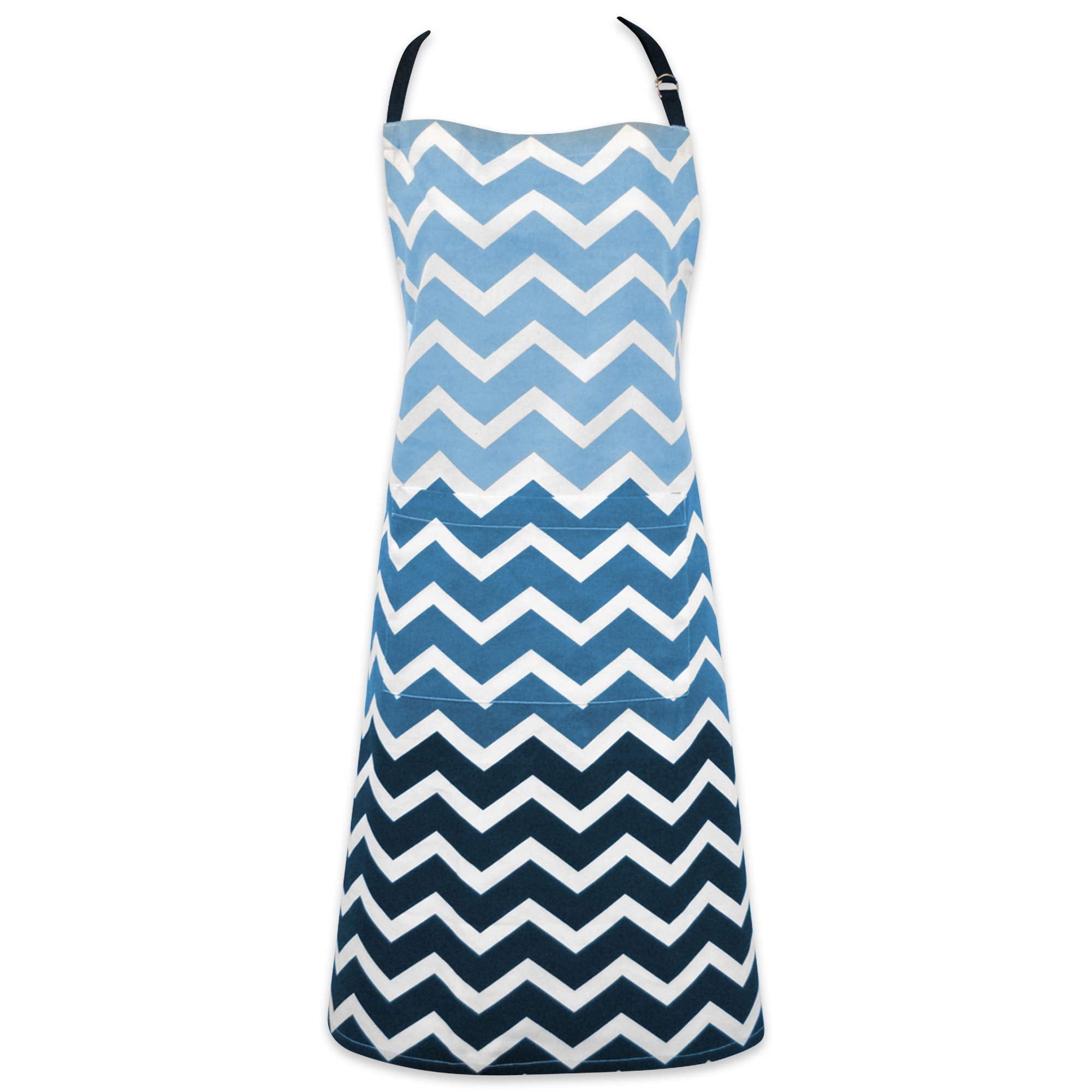 DII Chef Style Cotton Apron Adjustable Straps and Large Pocket, Nautical Blue