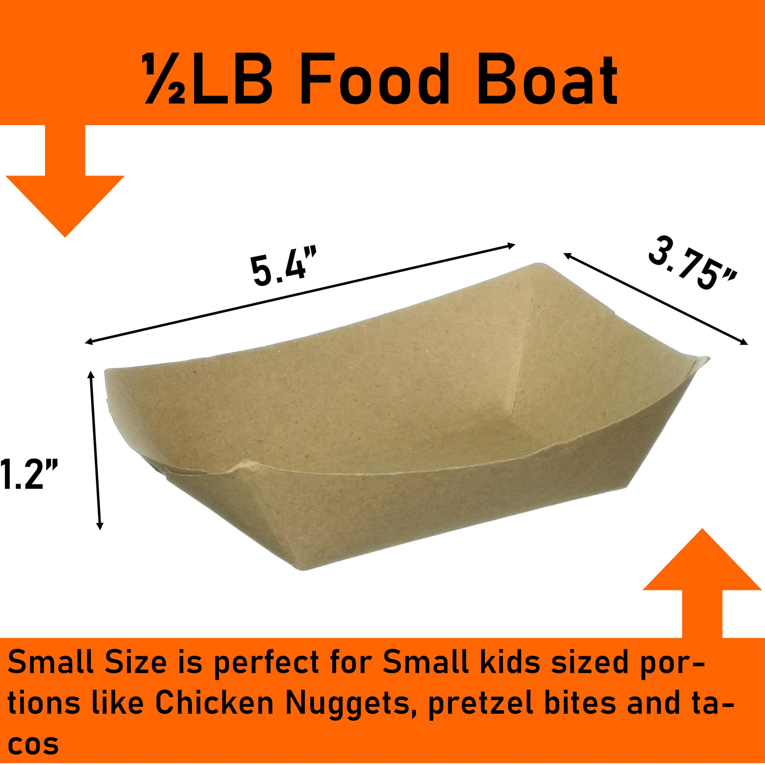 Mr Miracle Kraft Paper Food Tray. 1/2 LB. (100 Pack). Disposable  Recyclable and Fully Biodegradable. Small Concession Food Boats  Made in USA