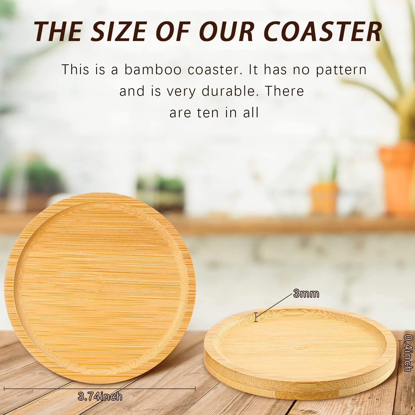Patelai 10 Pcs Round Bamboo Coasters For Planters Small Plant Saucer Bamboo Planter Drink Saucer Trays Diy Resin Coasters Gifts