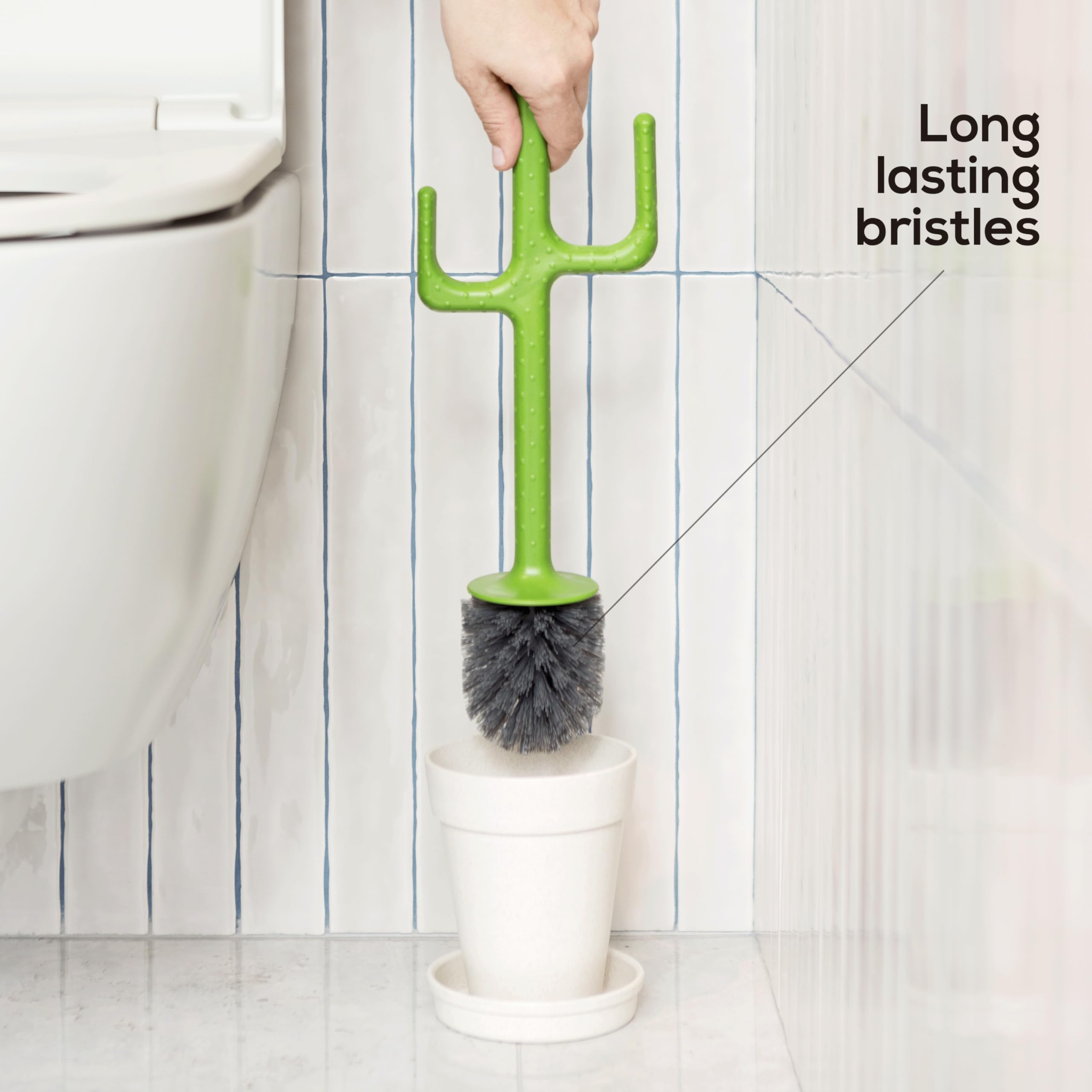 Vigar Cactus Toilet Brush Set, Eco-Friendly Cleaning Brush With Cactus-Shaped Handle, Planter Base With Saucer