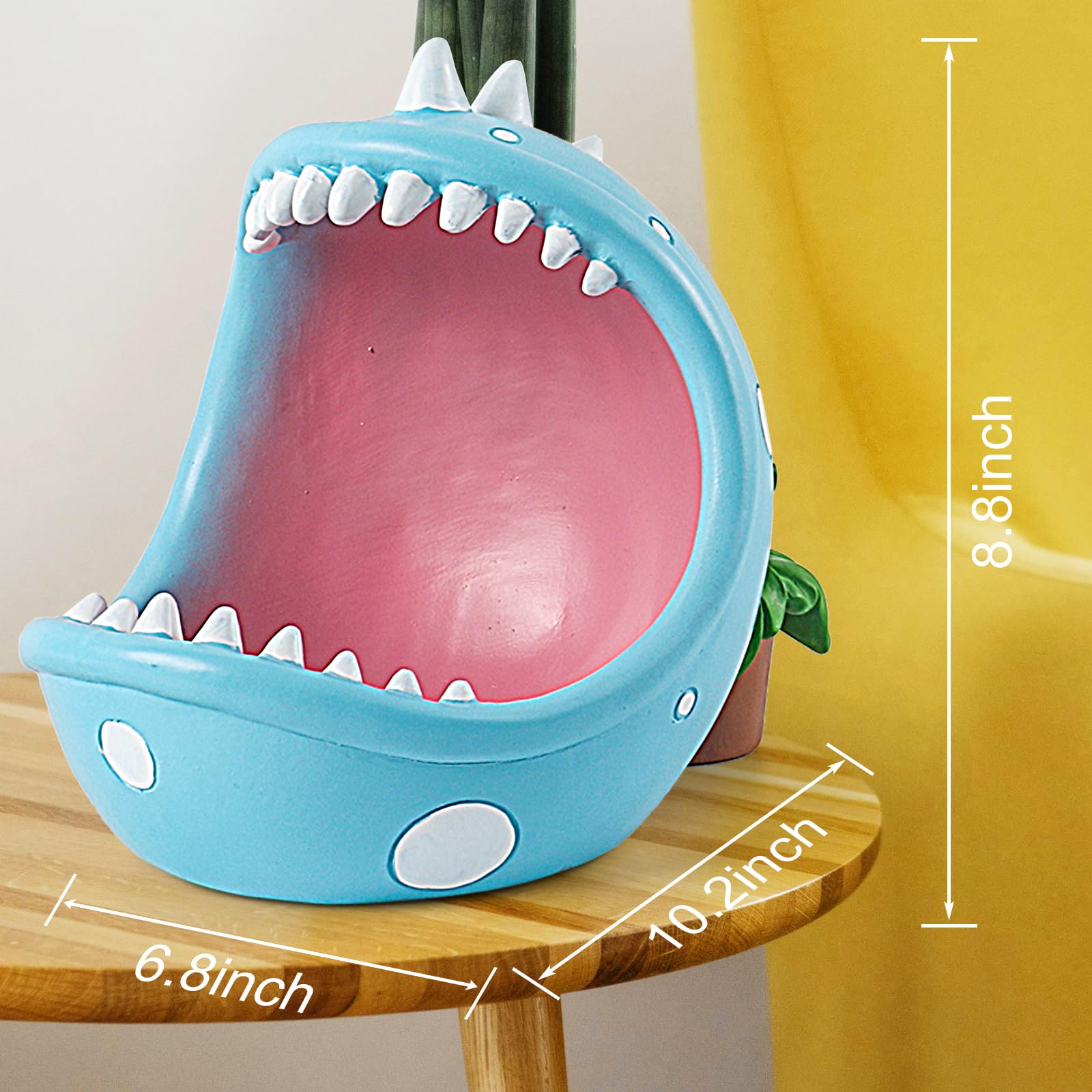 ehuoyan Piranha Plant Large Candy Bowl For Candy Dish Key Bowl Decorative Bowl Home Decorations Indoor Big Mouth Plant (Blue, Ex