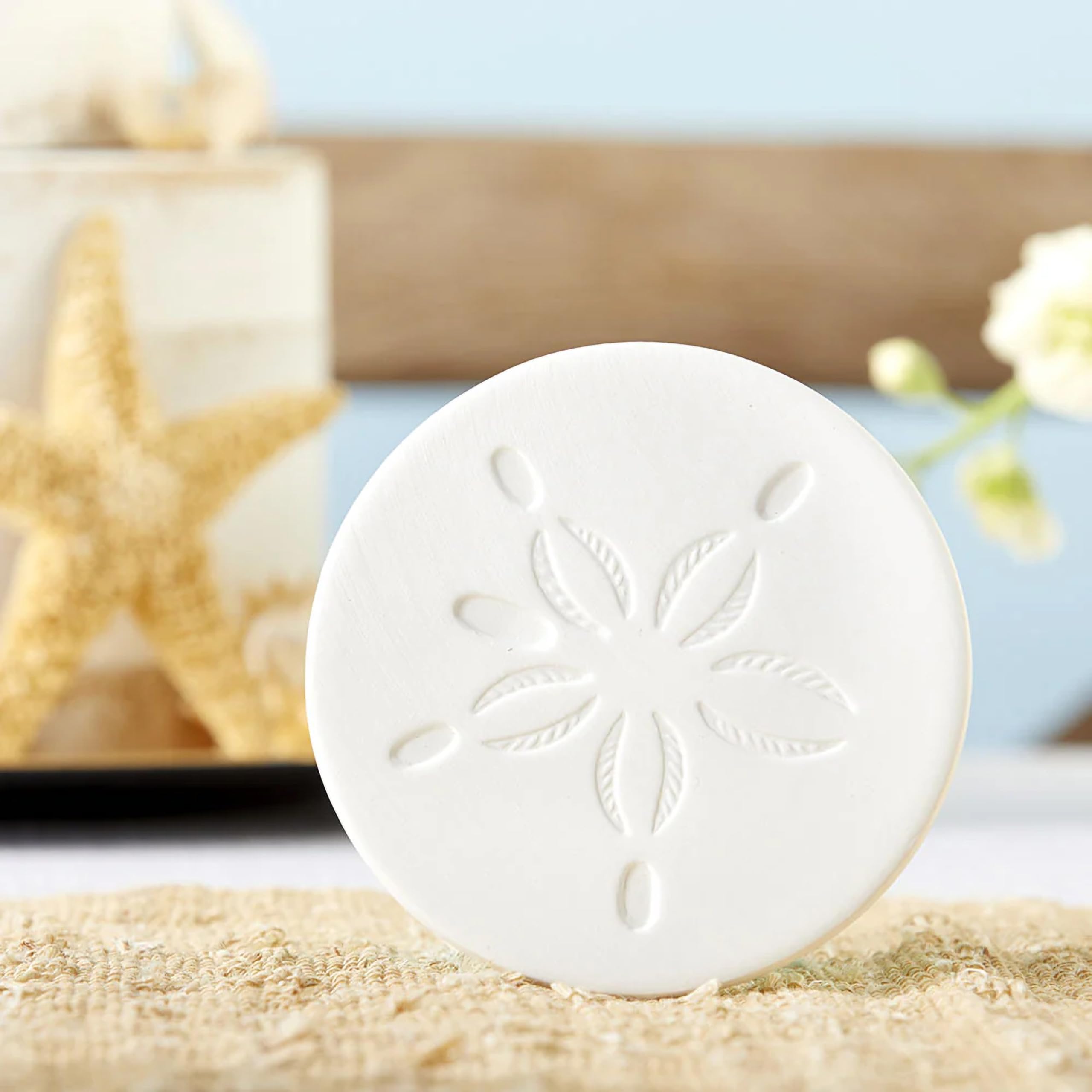 Kate Aspen Sea Shore Sand Dollar Drink Nautical Wedding Favor  Single Coaster  White