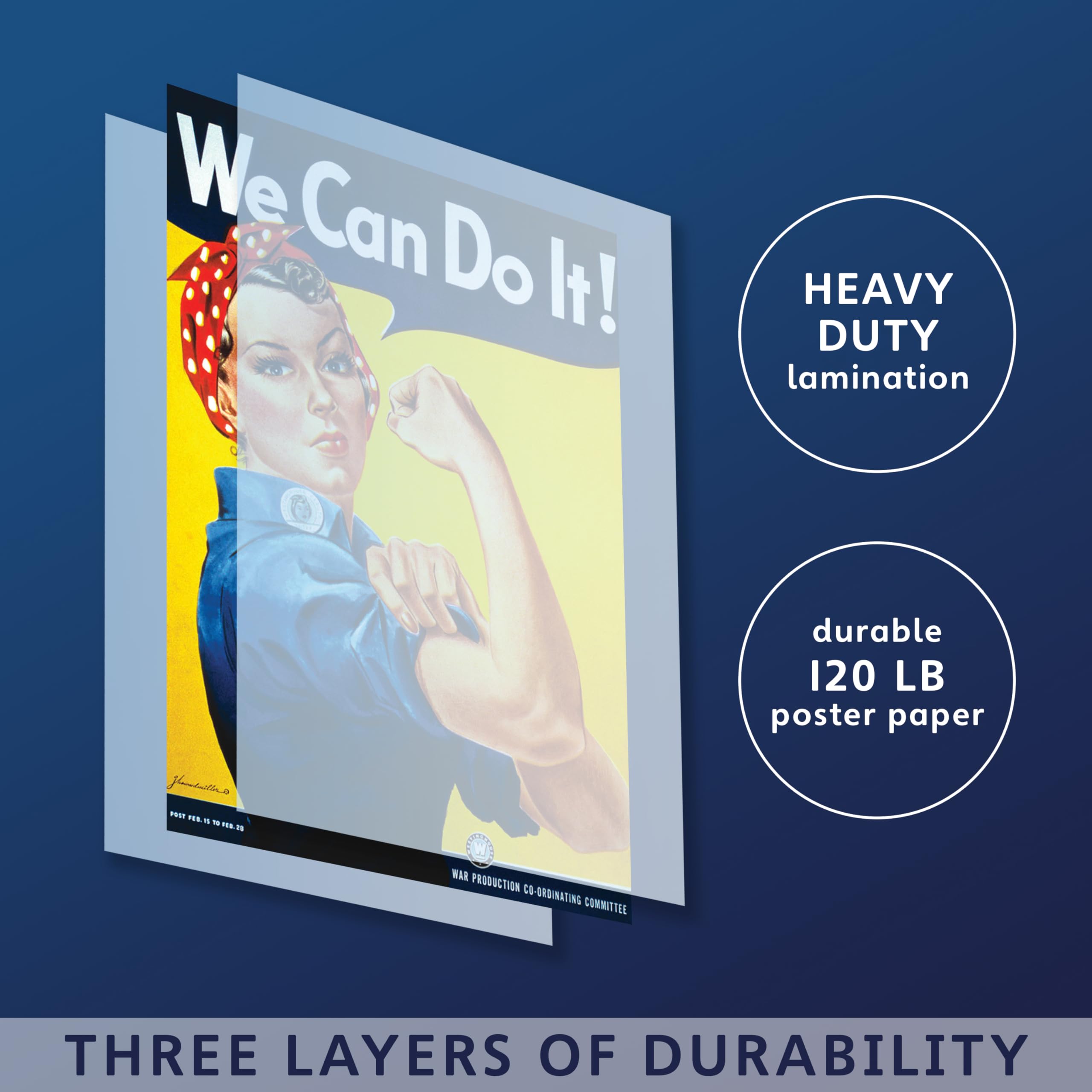 Palace Learning We Can Do It Poster - Rosie the Riveter - Laminated 18x24 - WW2 Vintage Decor