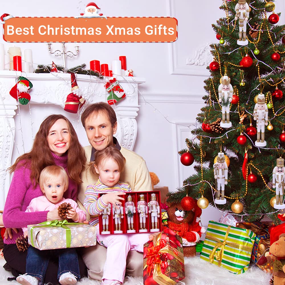Jolik 5 PCS Christmas Nutcracker Ornament Set, Nutcracker Figures with Opening Mouths Christmas Decorations for Xmas Tree, Table