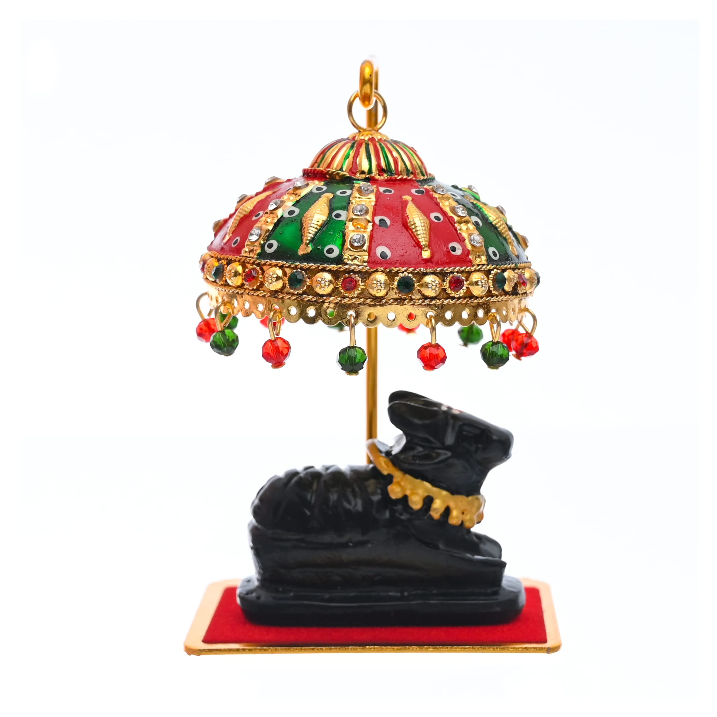 Tej Gifts Metal Umbrella Chhatra With Hanging Crystals For Action God Idol, Car Dashboard/Office Desk/Table/Home Decor Showpiece