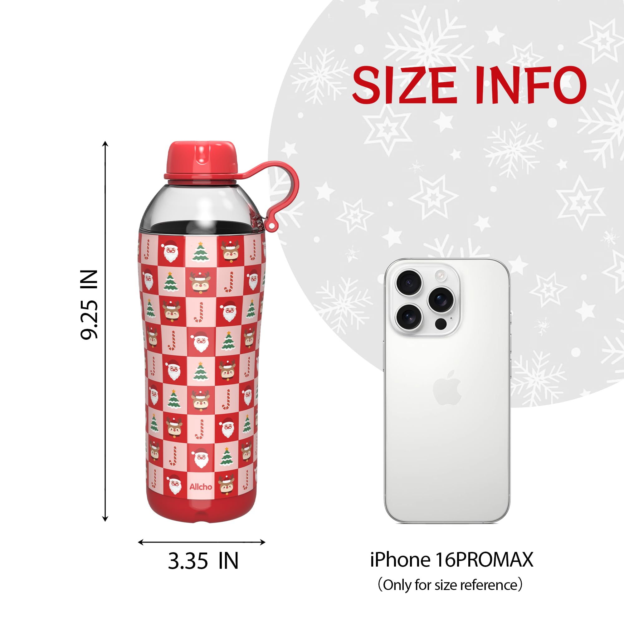 Allcho Christmas Gifts for Women Mom Daughters, Christmas Travel Coffee Tumbler for Friends Girls, Insulated Water Bottle, 18 oz