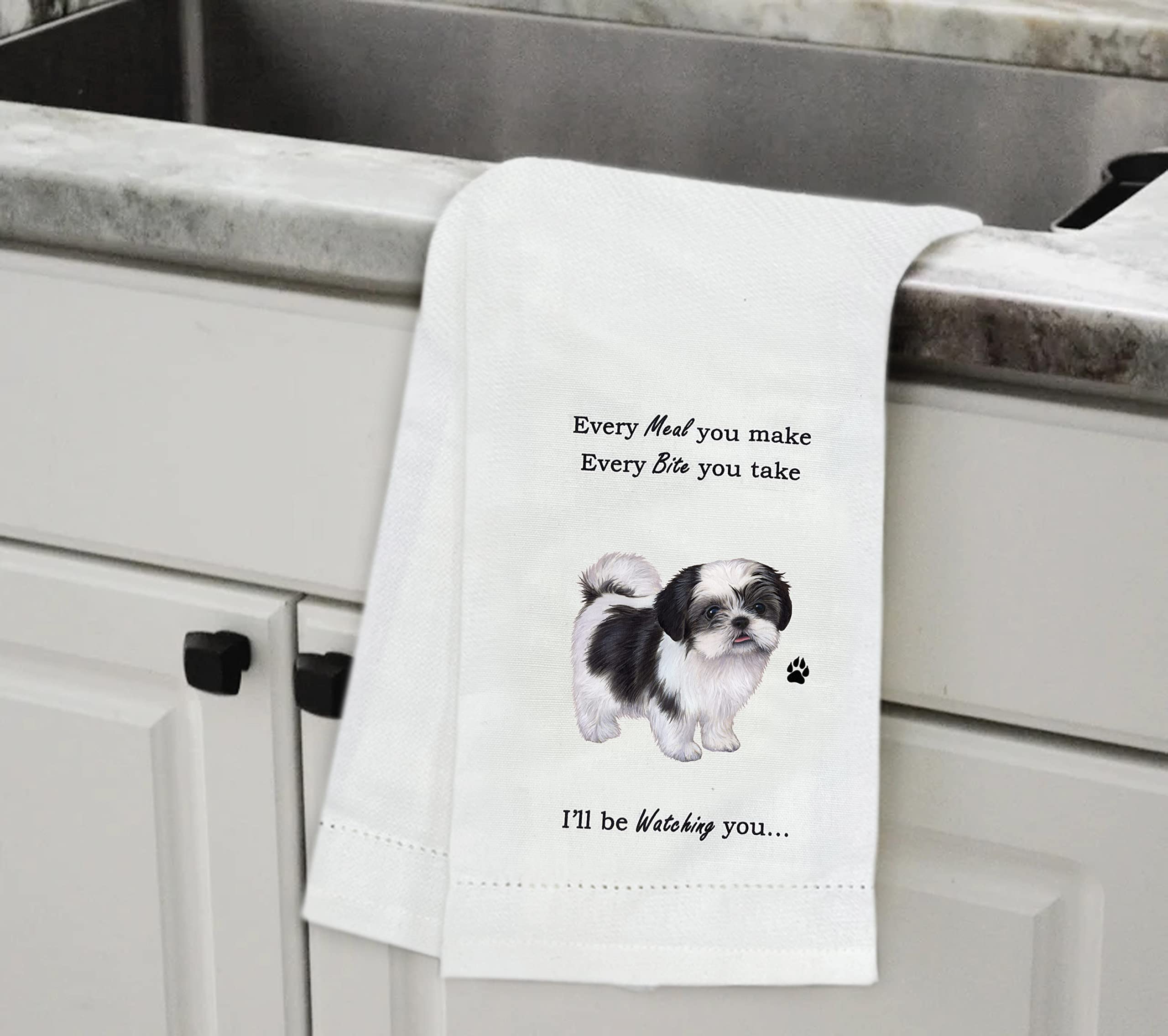 Black Shih Tzu Kitchen Towel - Soft Highly Absorbent - Black Shih Tzu Gifts - Dish Towels For Washing Dishes - Tea Towels - Reus