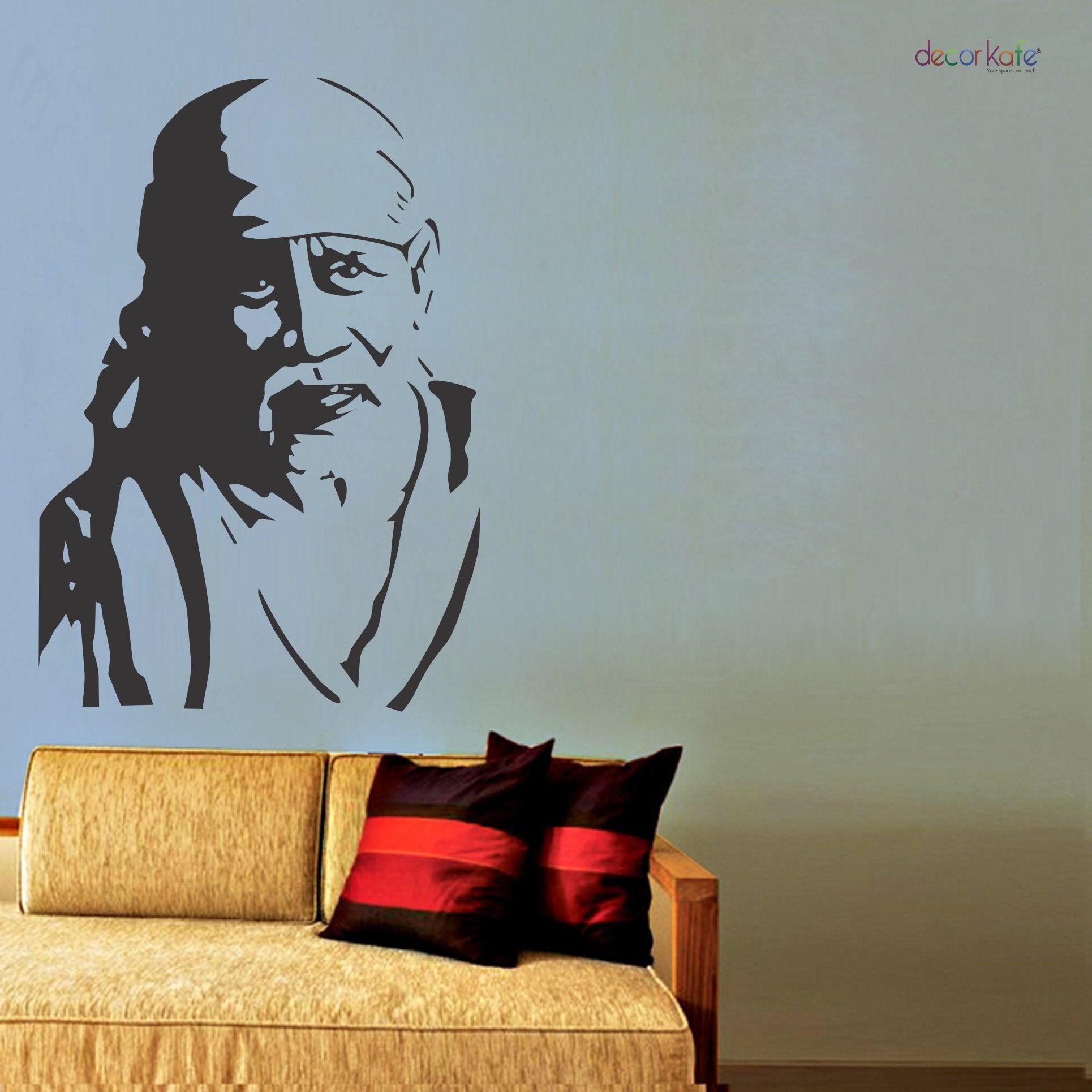 DECOR Kafe SAI Baba Decal Style Wall Stickers (PVC Vinyl, 56 cm 80 cm)