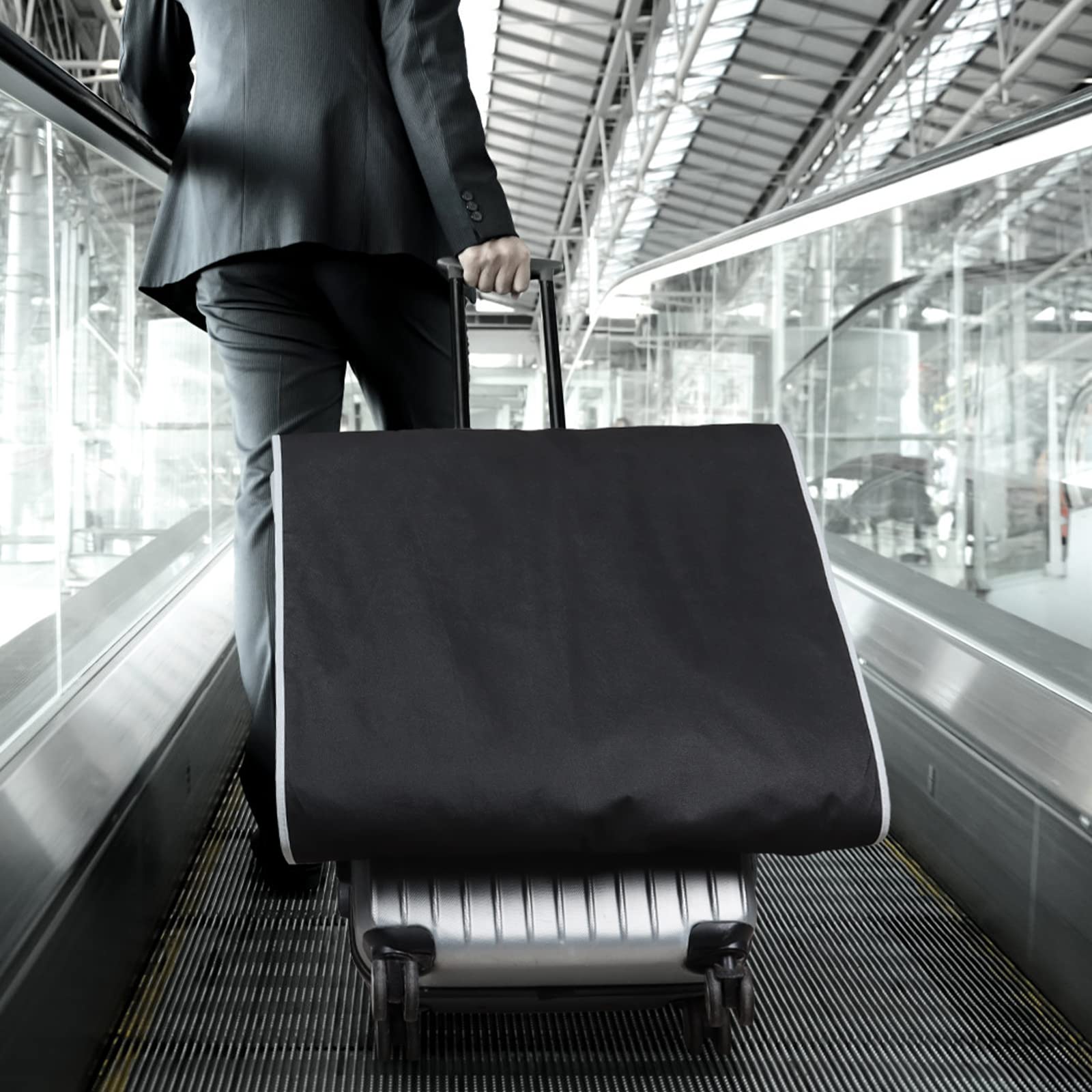 Zilink Long Dress Garment Bags For Travel 60'' Dress Suit Cover For Storage With 2 Large Mesh Pockets And A Pvc Card Holder, Bla