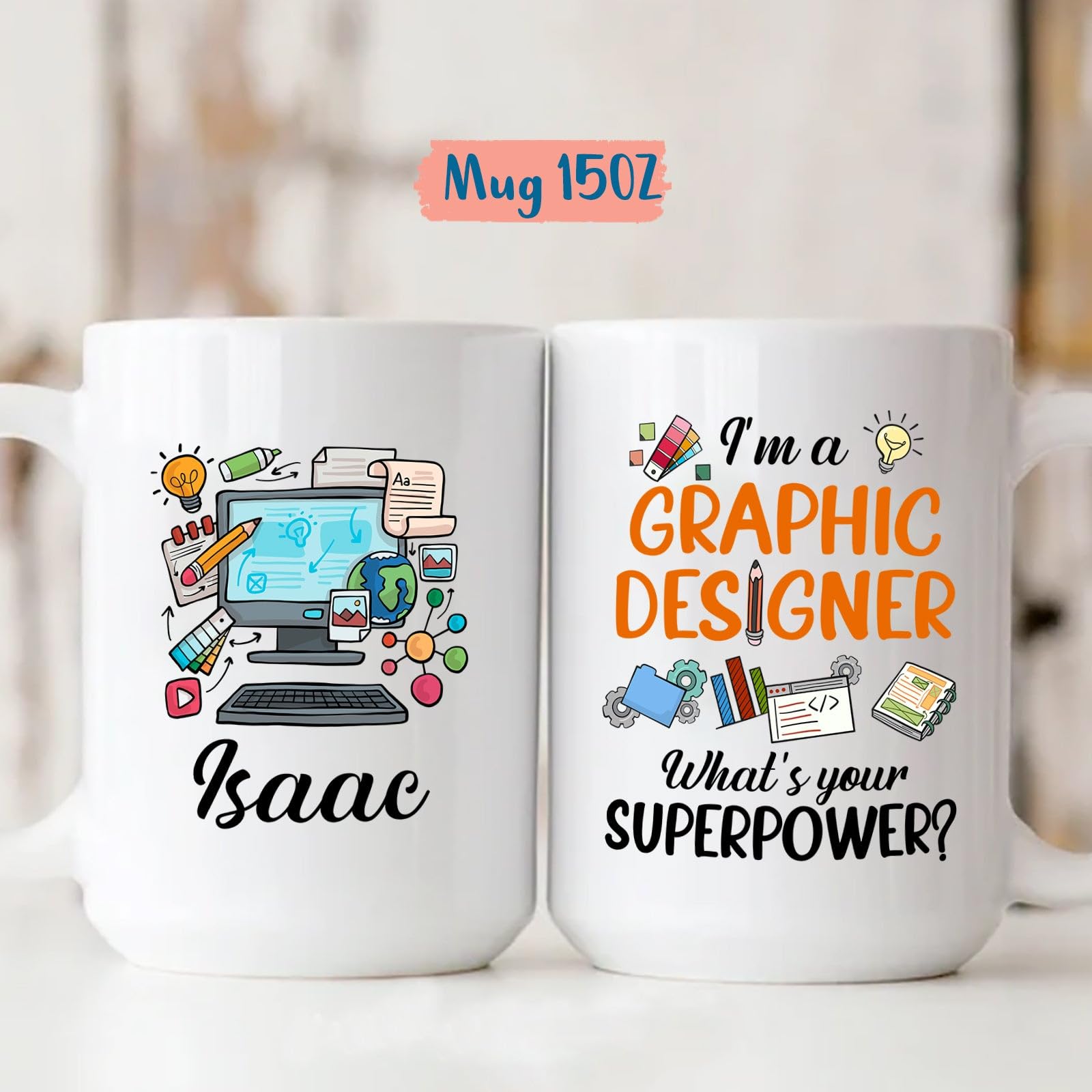 Designer Coffee Mug, Personalized Graphic Designer Mug, Custom Name Graphic Designer Gifts for Men, Women Designer Lovers, Graph