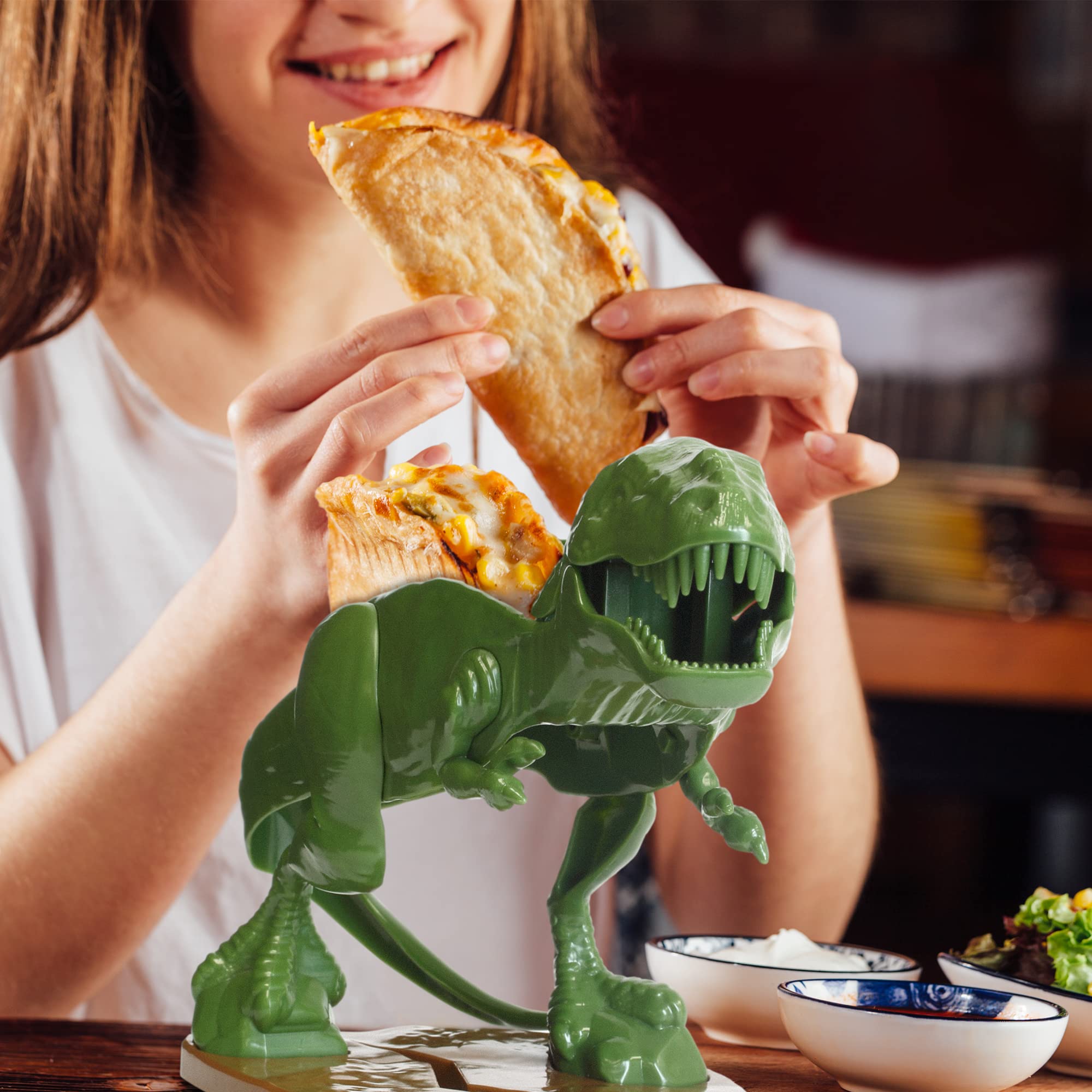 Funwares Original Tacosaurus - Dinosaur Taco Holder, Fun And Practical White Elephant Gift, Hold 2 Tacos