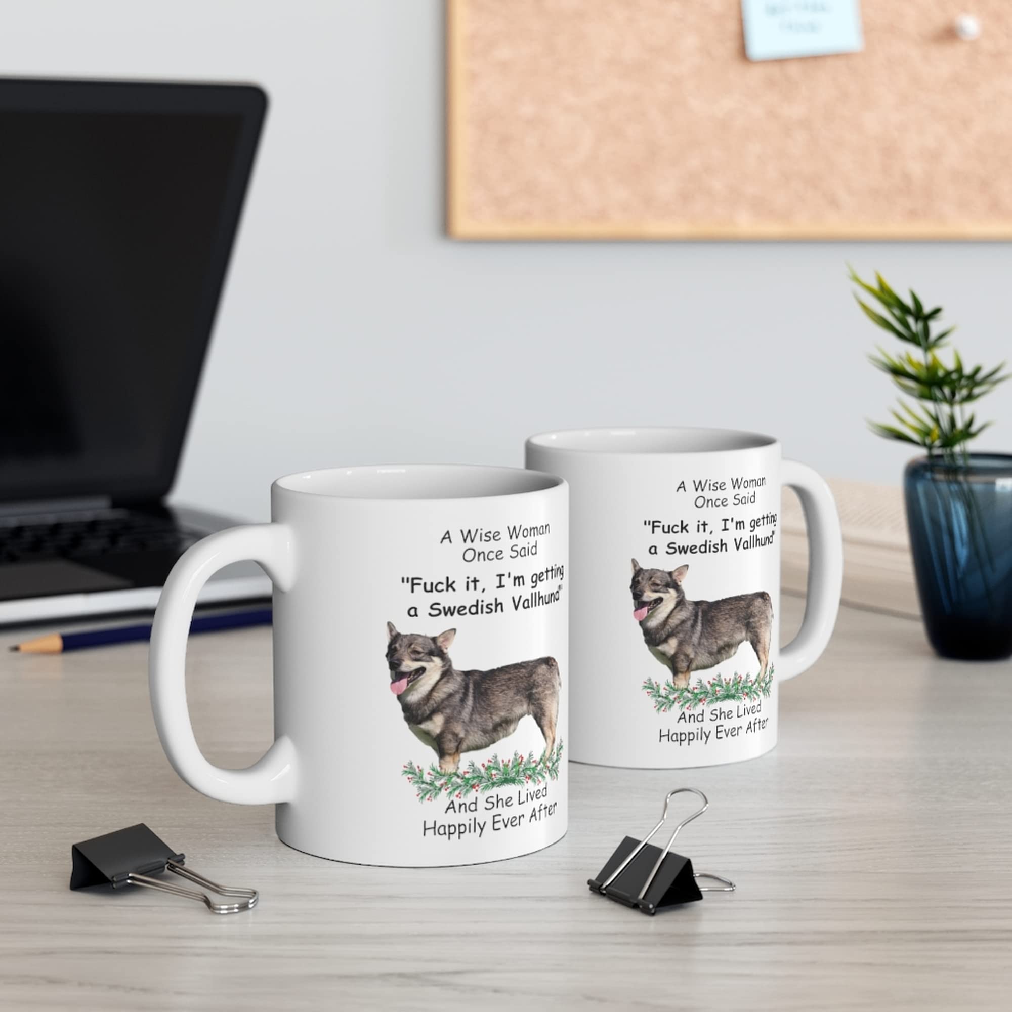 Funny Swedish Vallhund Grey Dog Mom Gifts For Women Puppy Lovers Mother 'S Day 2024 A Wise Woman Once Said Coffee Mug With Fun Q