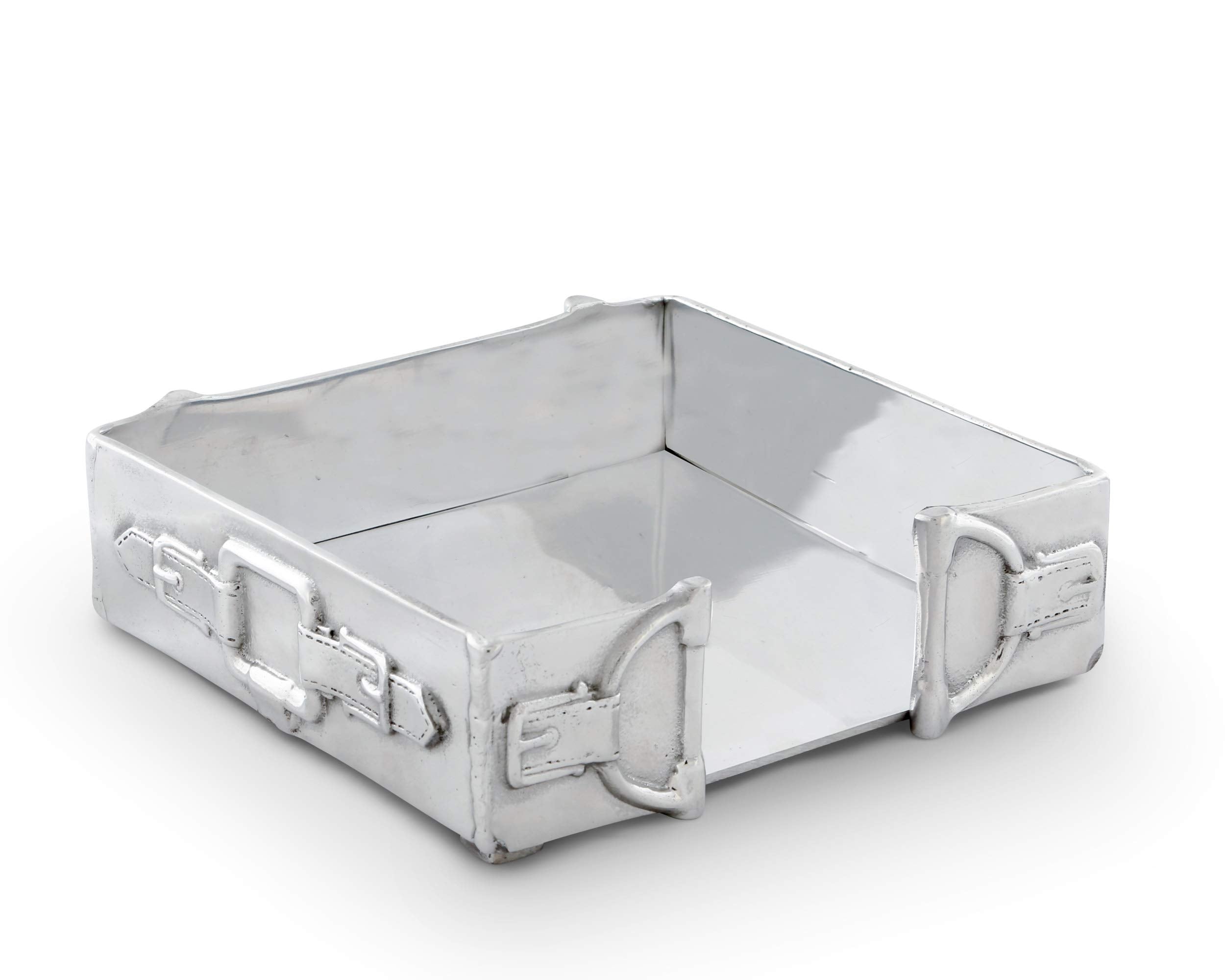Arthur Court Napkin Holder Box Horse Heavy Cast Aluminum Luncheon Size Fits Large Lunch Square Equestrian/Tack Napkins 7 Inch Sq
