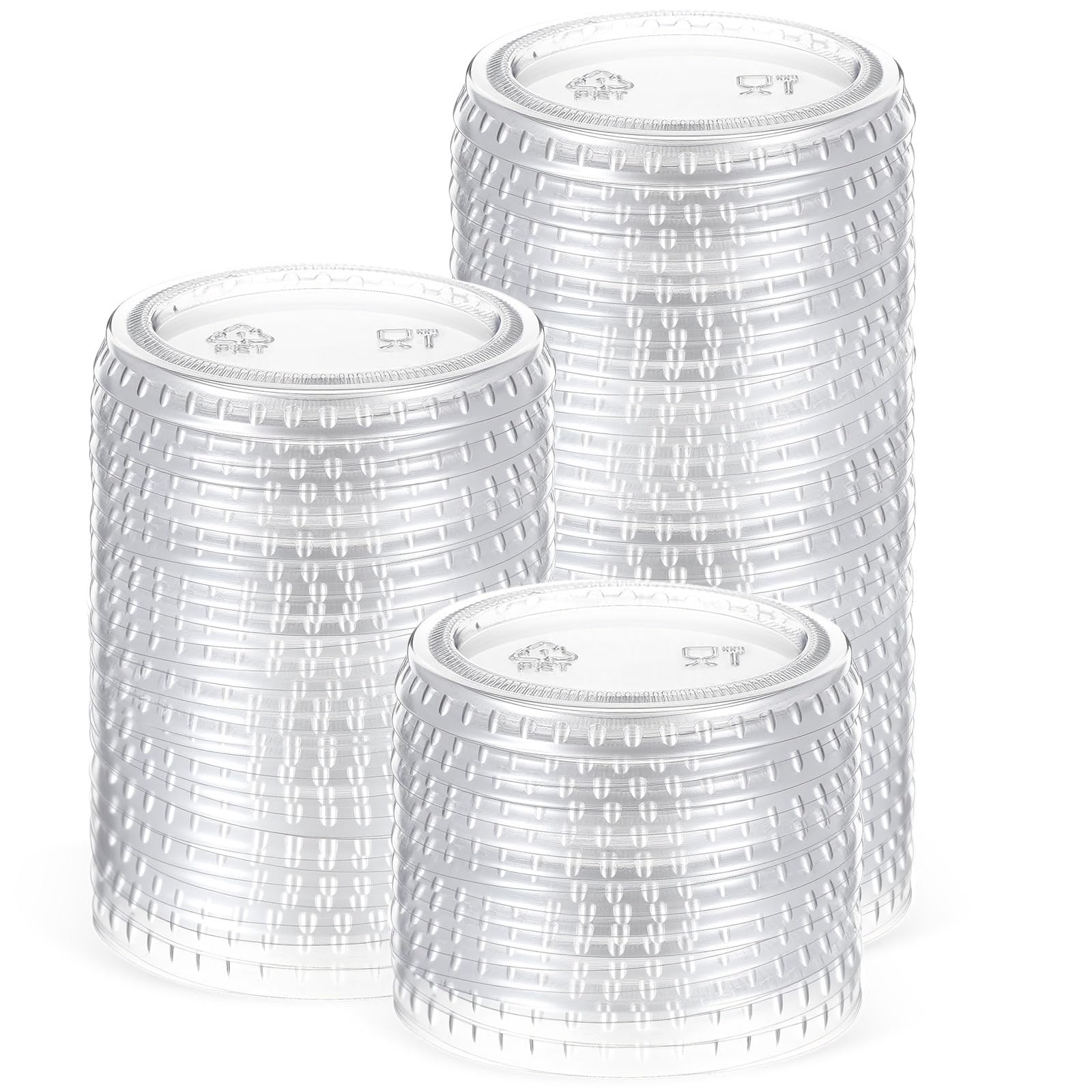 Acellegic 200 Pcs Plastic Cup Lids for 1.5oz to 2oz Portion Cups Disposable Clear Portion Cup Lids Souffle Lid Plastic Food Prep