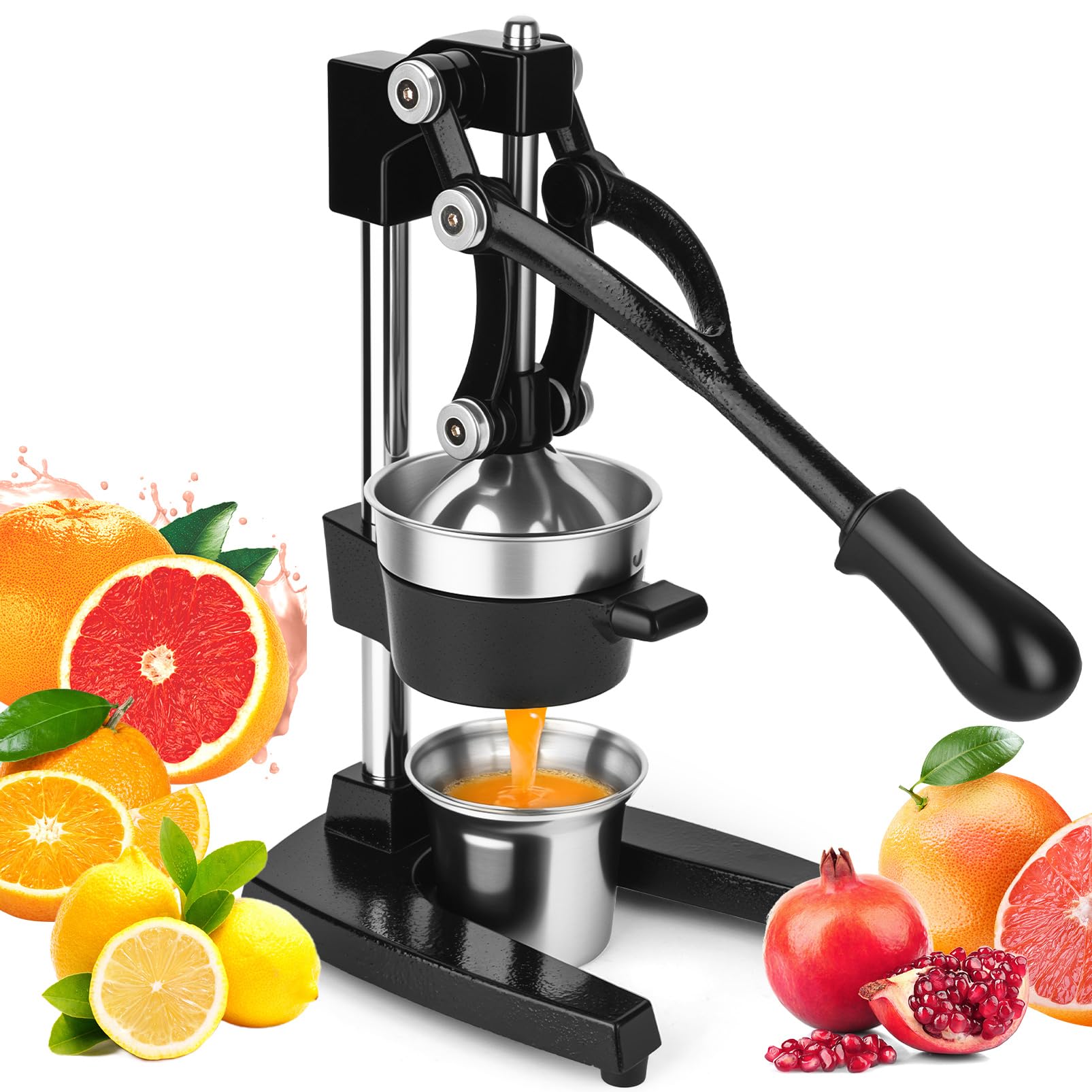 YDXHXH Manual Cast Iron Juicer with Stainless Steel Cup -Heavy-Duty Lemon Squeezer for Maximum Juice Yield & Effortless Cleaning