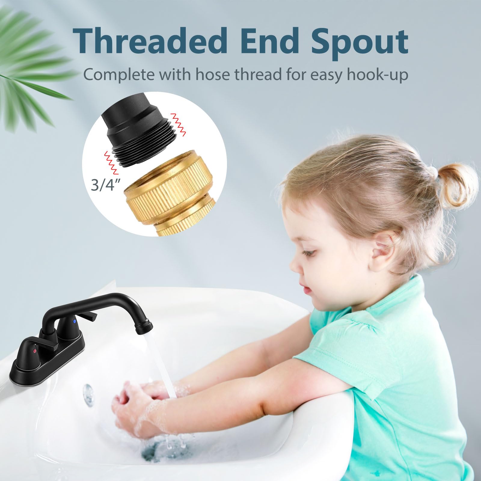 Aolemi Utility Laundry Sink Faucet,4 Inch Centerest Laundry Faucets For Utility Sink,Laundry & Utility Room Sink Faucet,With Swi