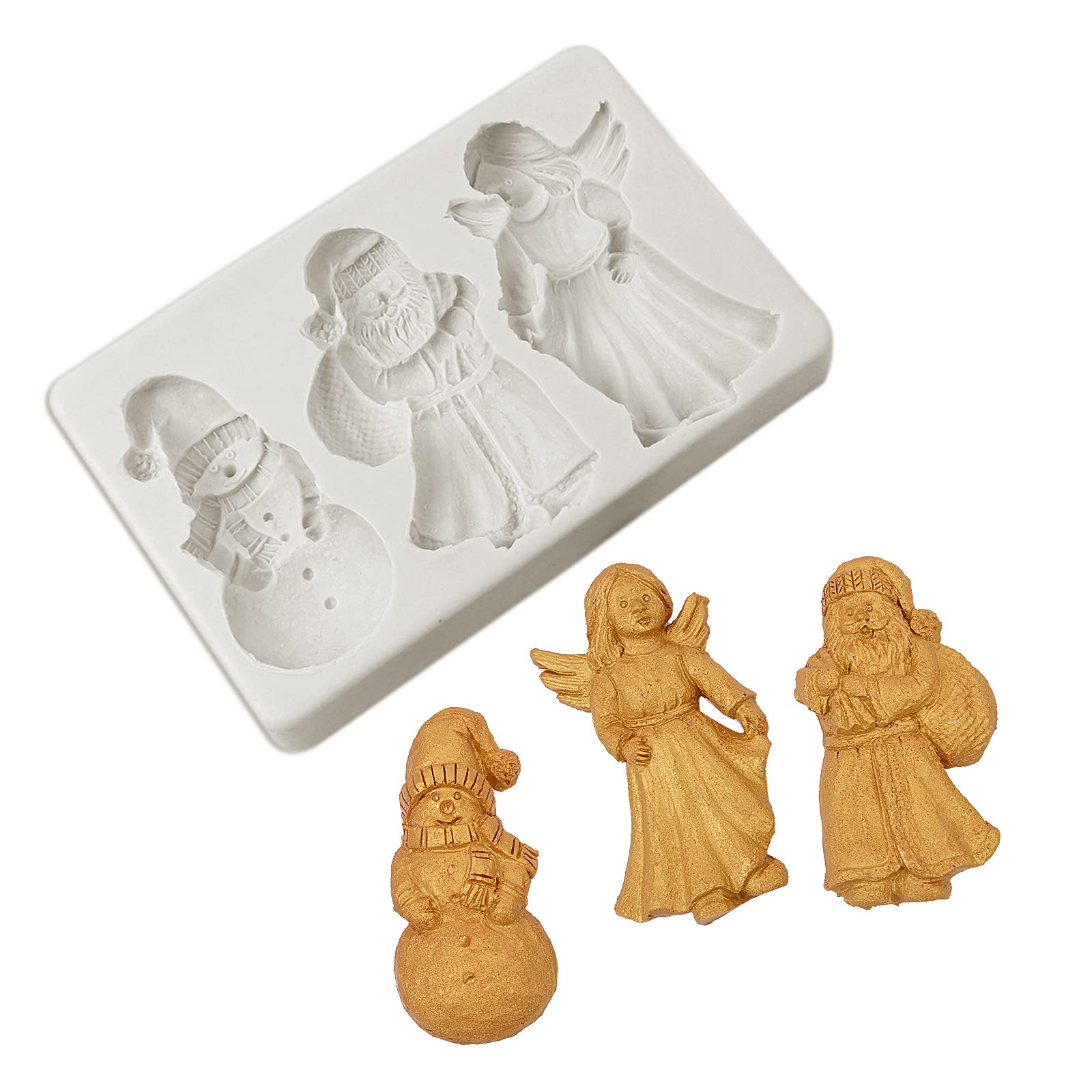 Santa Claus Fondant Molds, Christmas Snowan Our Lady Feather Candy Chocolate Cake Decoration Silicone Molds, Angel Sugar Craft C