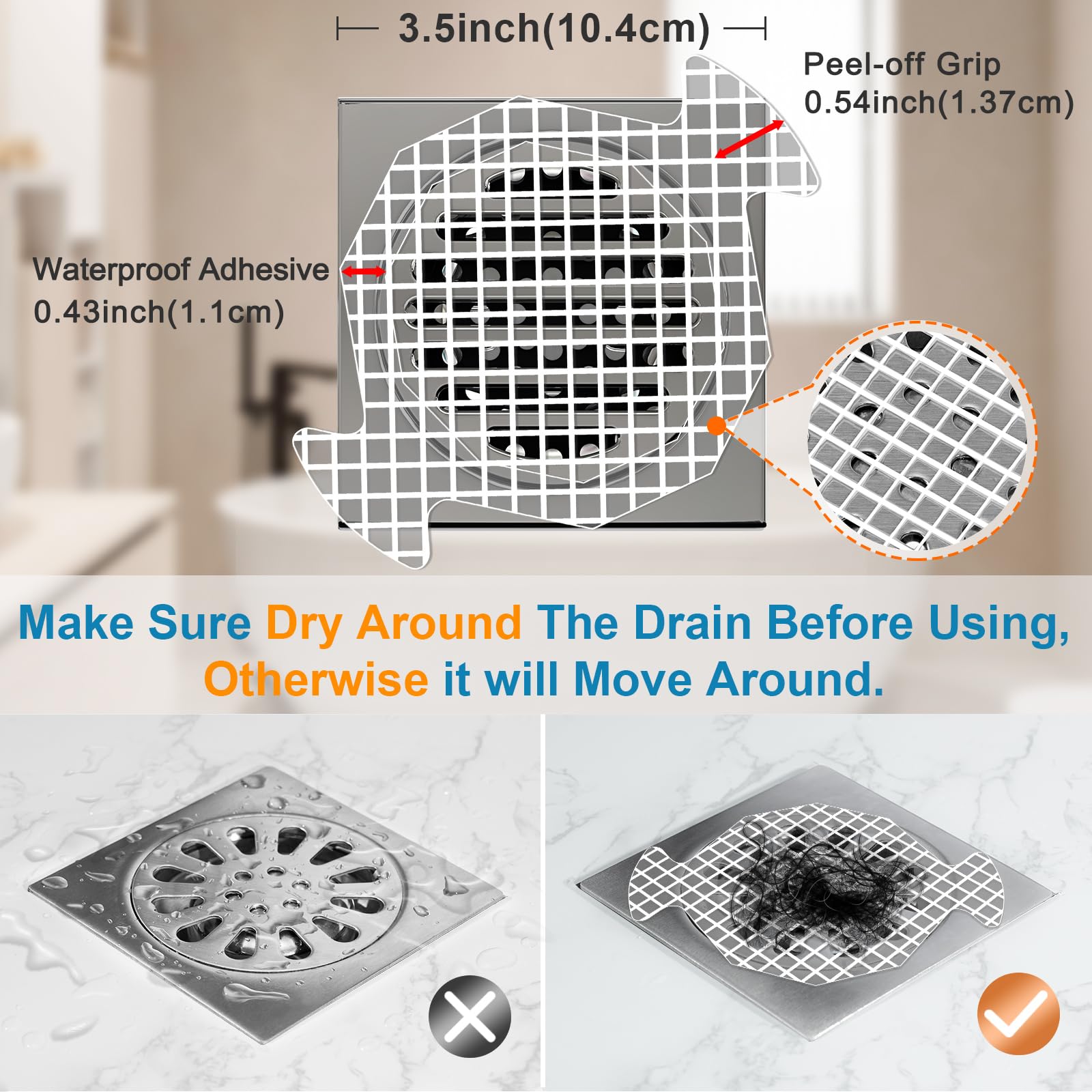 Invihug 25 Pack, Disposable Shower Drain Hair Catcher Mesh Stickers, Drain Hair Catchers For Shower