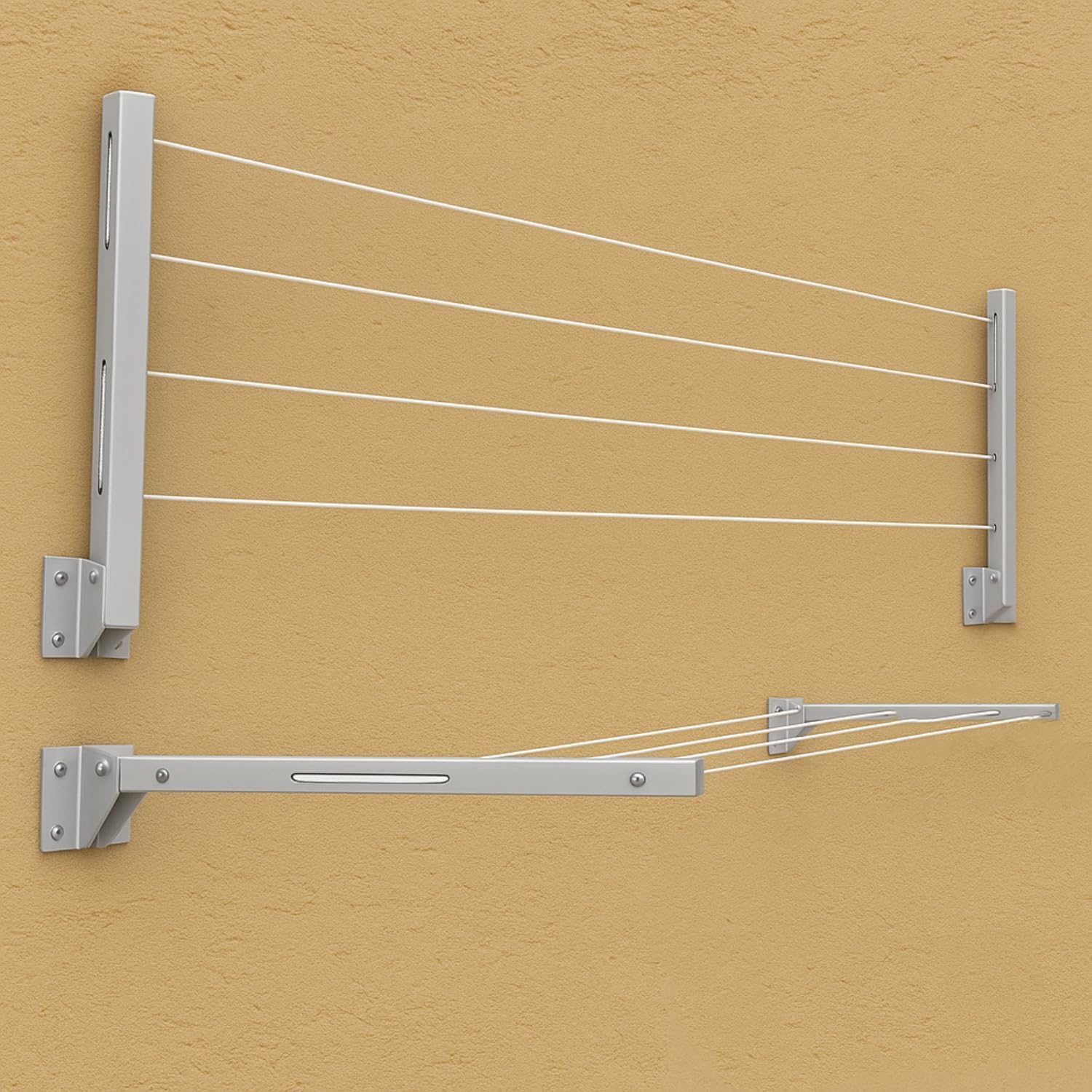 Homifly Metal Foldable Wall Mount Cloth Drying Stand With 30 Feet Rope/Wall Hanging Clothes Dryer Rack For Balcony & Indoor Use/