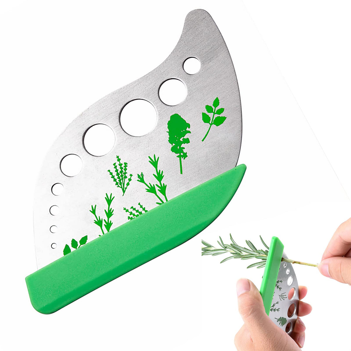 9 Holes Herb Leaf Stripper Tool, 304 Stainless Steel Kitchen Herb Leaf Stripping Tool, Fresh Herb Chopper, Remover Leaf Tool For
