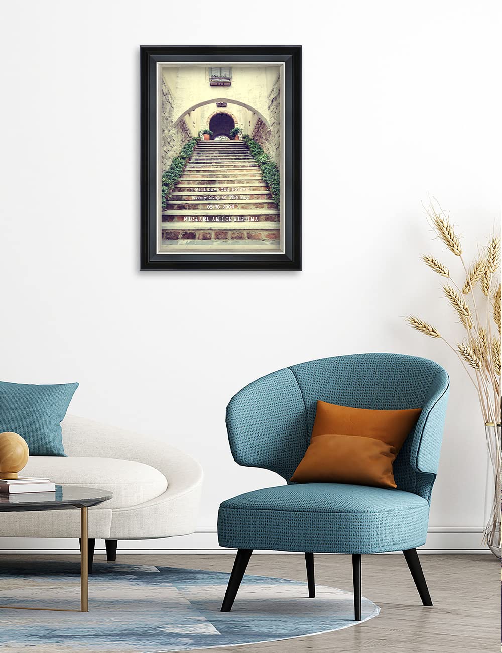 Ipic - Love You Every Step, Personalized Framed Wall Art With Names And Date On, Giclee Prints With Solid Wood Frame, Customized