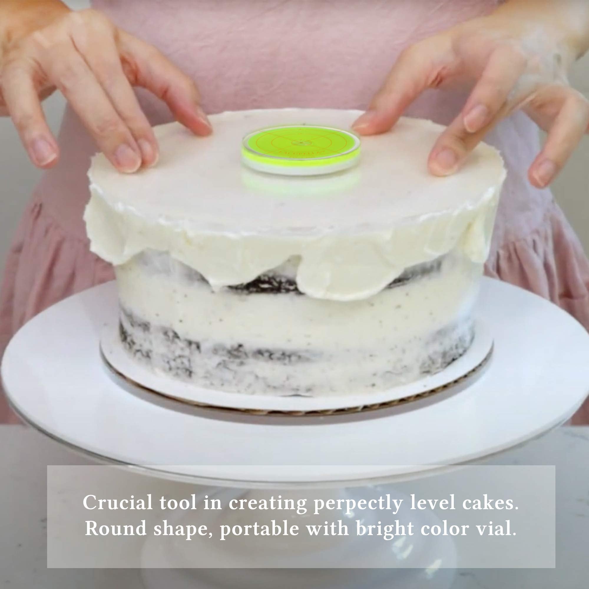 Lacupella Round Bubble Level For Use With Buttercream Acrylic Disk To Achieve Perfectly Level Tiered Cake Design In All Directio