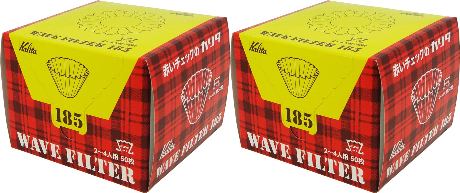 Kalita Wave Series Kwf-185#22210 Coffee Filter, White, For 2-4 People, 50 Sheets X 2 Packs