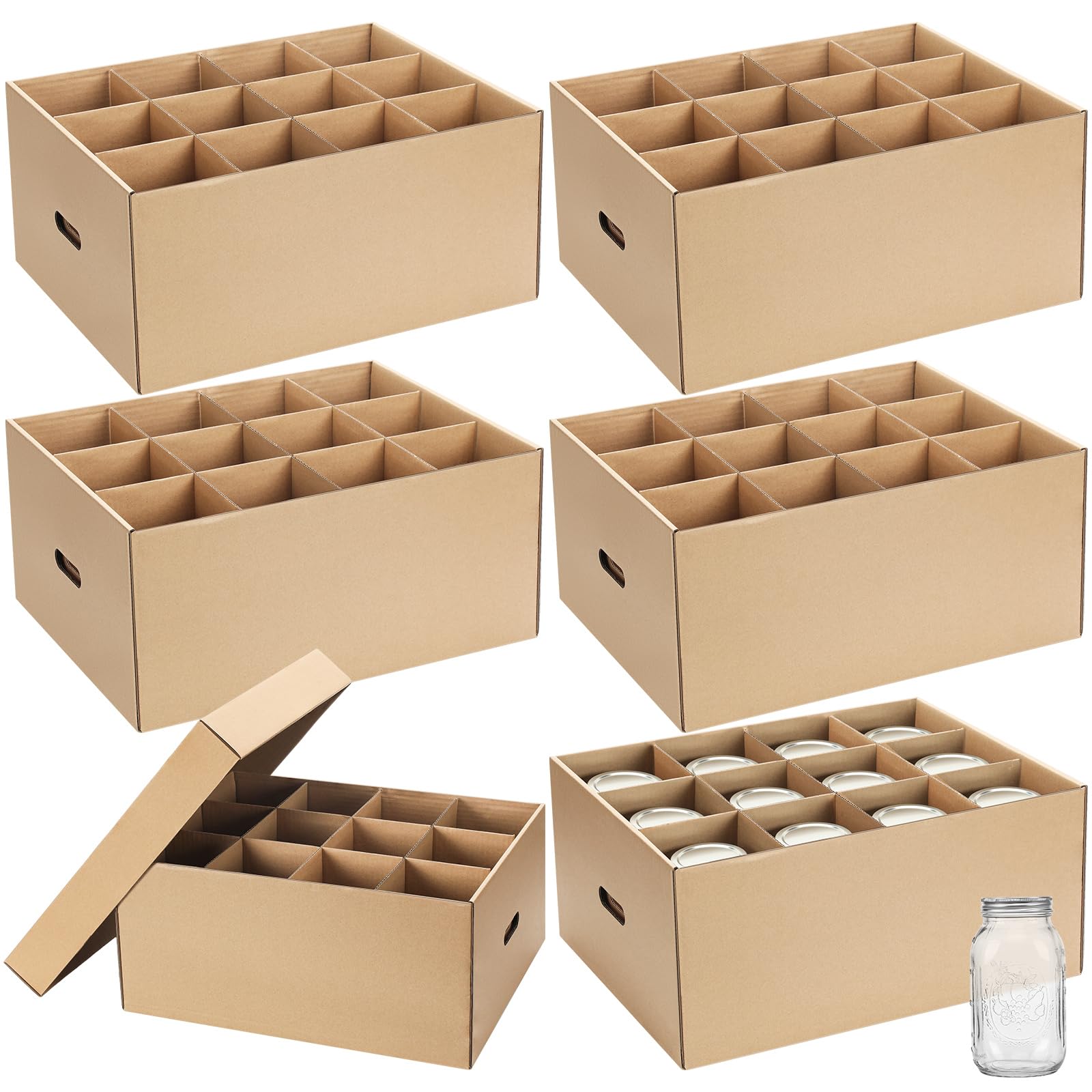 Menkxi 6 Pieces Mason Jar Storage Box For 32 Oz Mason Jars Cardboard Canning Jar Storage Boxes With Handles And Dividers Stackab