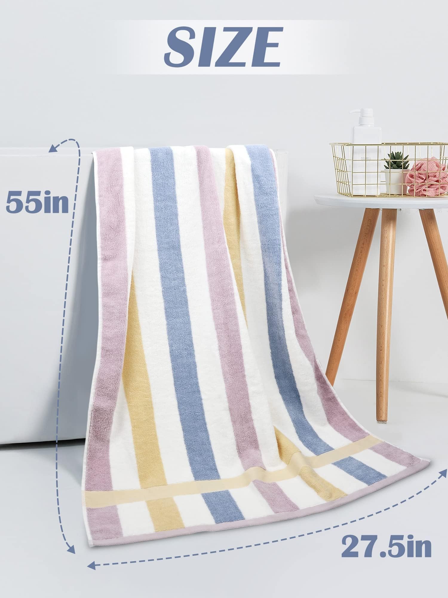 Jacquotha Stripe Shower Towels 2 Pack, Super Absorbent Quick Dry Bathroom Towels For Daily Use, Large Bath Towels Set For Men Wo