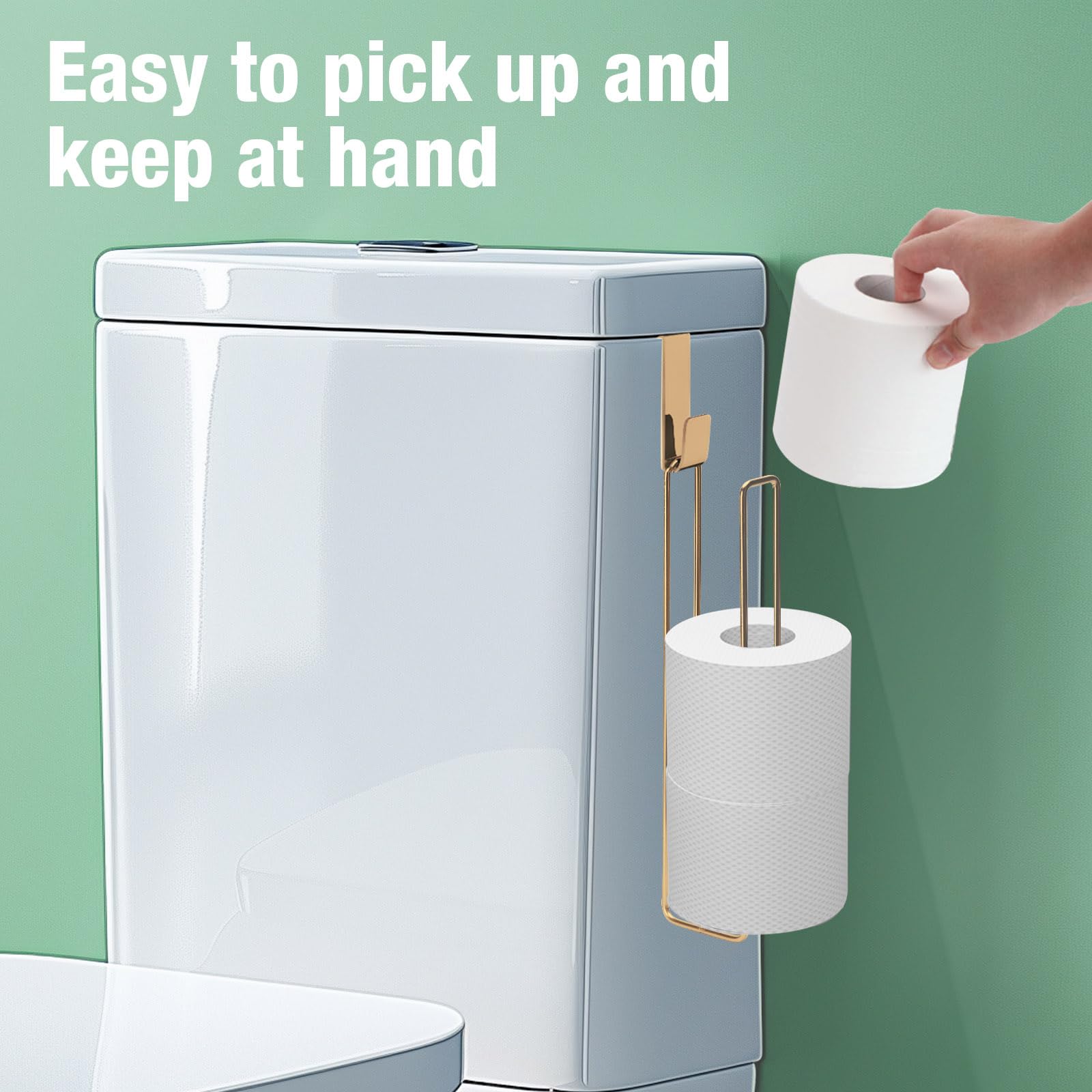 Tokokimo Toilet Paper Holder Self Adhesive, Wall Mount Toilet Paper Storage For 3 Roll Tissue, Over The Tank Toilet Paper Holder