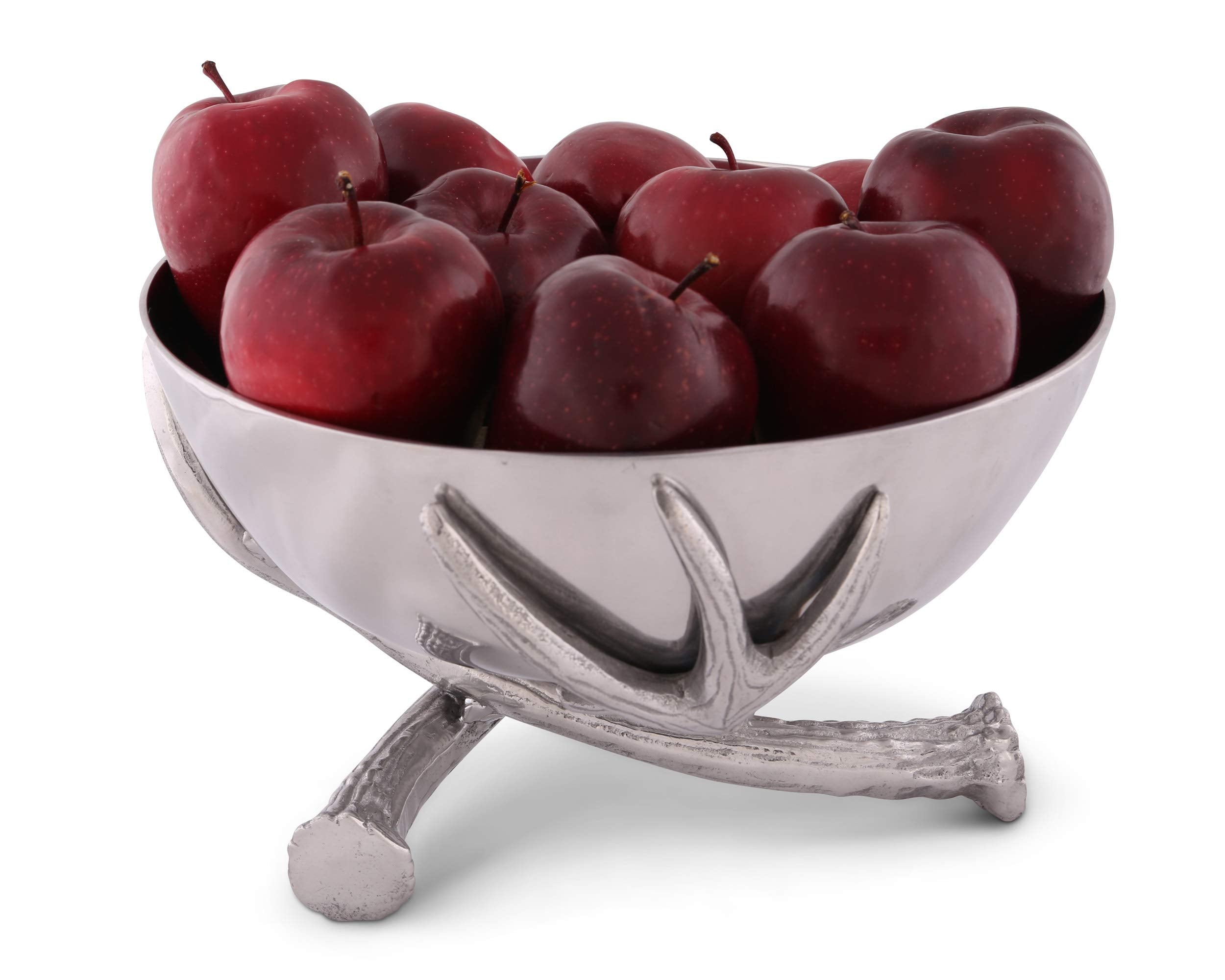 Arthur Court Designs Aluminum Deer Elk Antler Pedestal Serving Bowl 10.5 Inch Diameter 6.25 Inch Tall