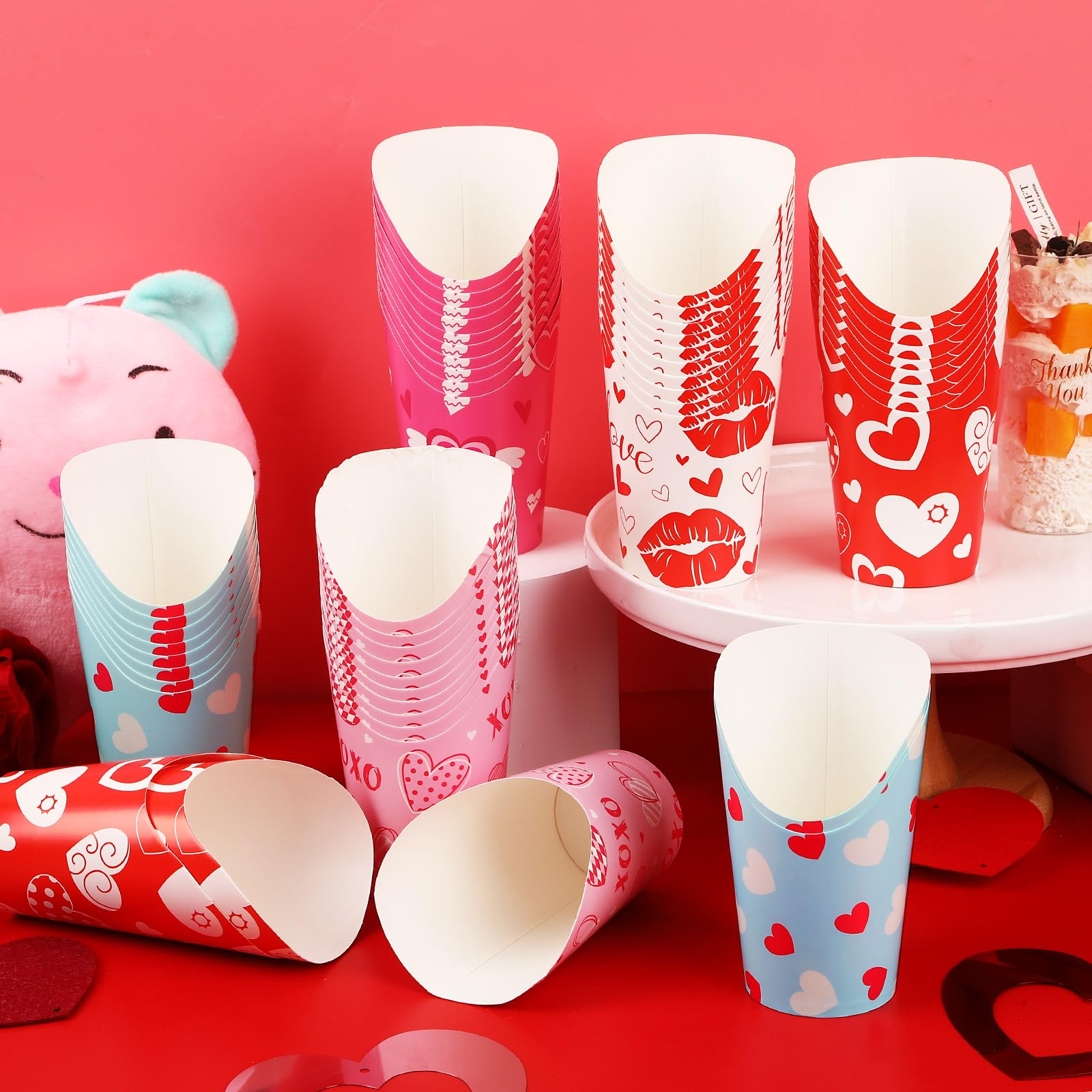 Decyool French Fries Holder Cups, 50Pcs Valentine'S Day Charcuterie Cups 12Oz Disposable Paper French Fry Cups Snack Appetizer C