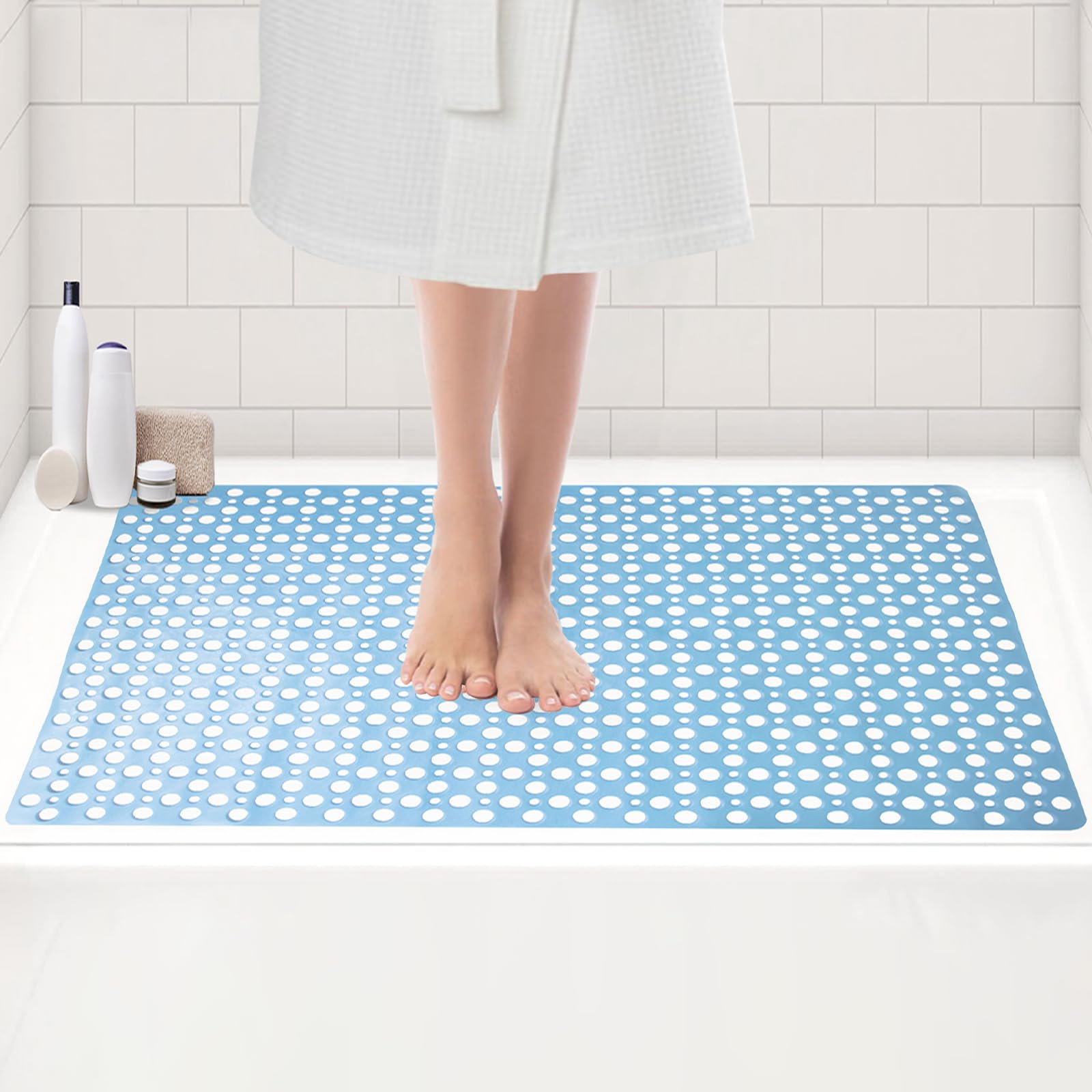 Tiamo Extra Large Shower Mat Non Slip,47 * 31 Inch Bathtub Mat For Shower With Big Suction Cups,Oversized Anti Slip Bath/Shower