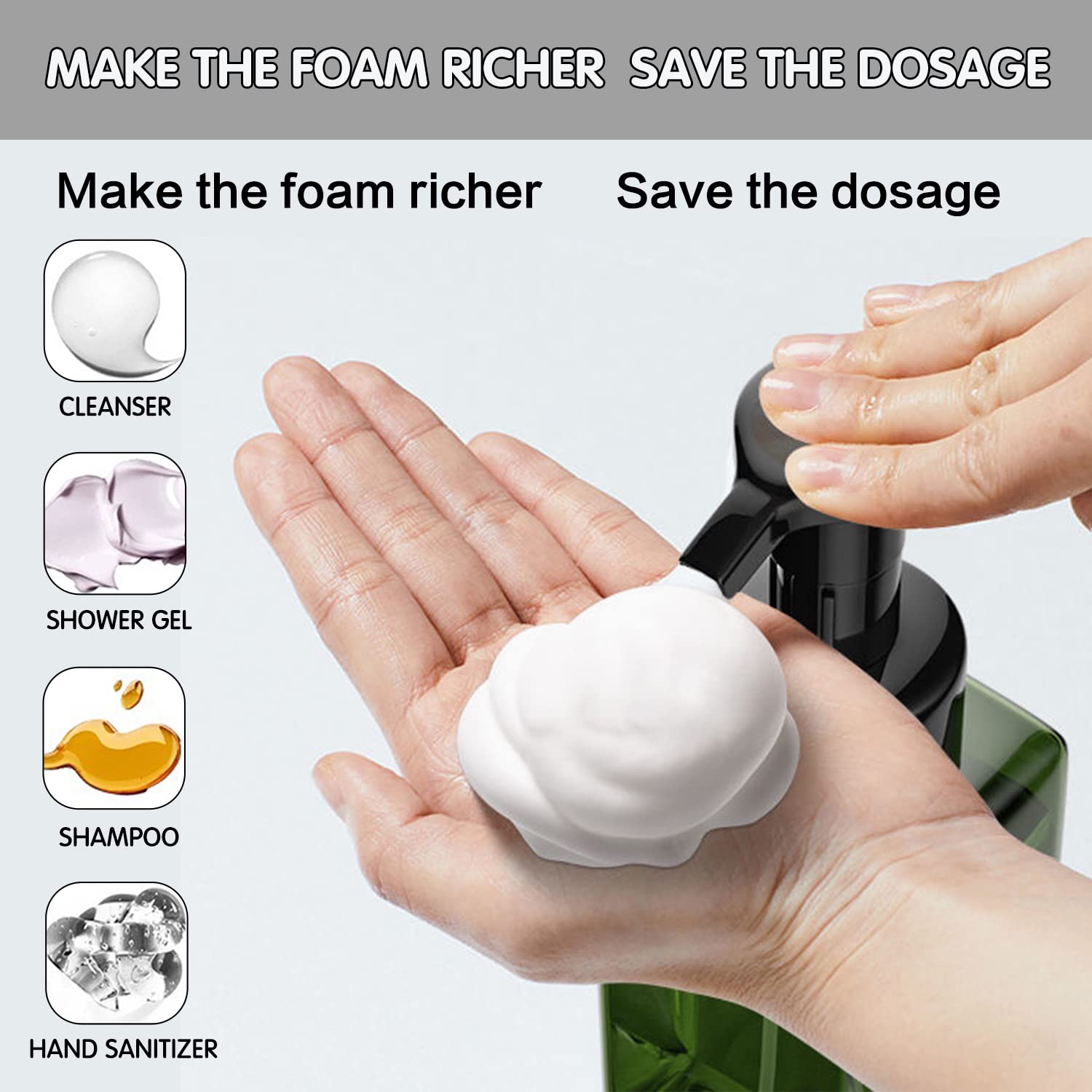 2 Pcs-Foaming Soap Dispenser, Hand Soap Dispenser, Refillable Foam Liquid Hand Soap Empty Plastic Pump Bottle Container For Bath