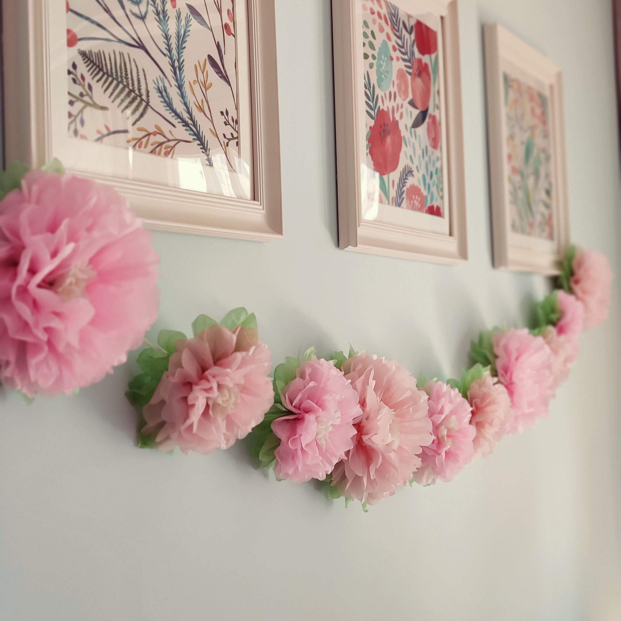 Mybbshower Pinks Flowers Decoration (11''-7'' Assorted) 6 Pcs Artificial Tissue Paper Peony Nursery Wall Bridal Shower Centerpie