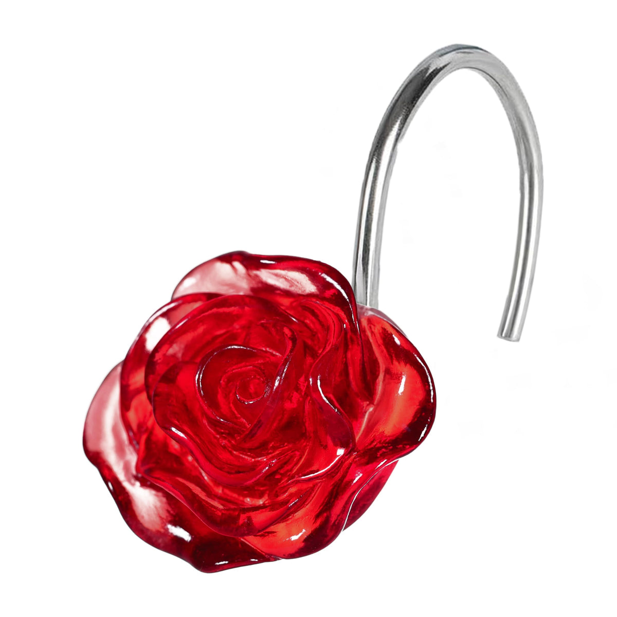 Red Rose Shower Curtain Hooks: Burgundy Crystal Glitter Ice Textured Decorative Hooks For Flower Leaf Plant Spring Themed Shower