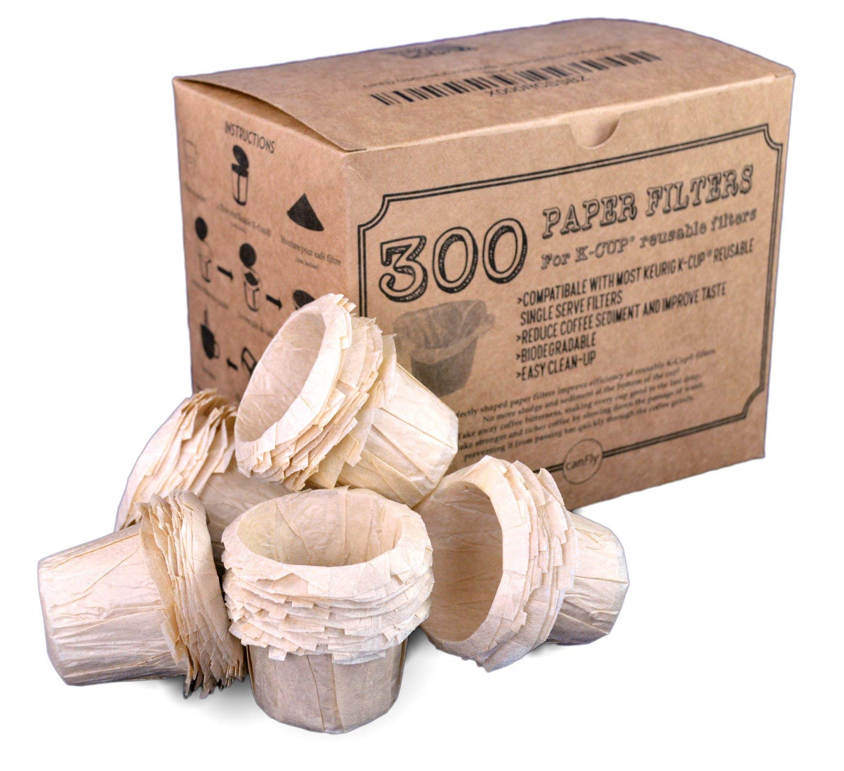 canFly Unbleached Disposable K-CUP Paper filters for Keurig single cup coffer filters compatible with Ekobrew, EZ-Cup and other 