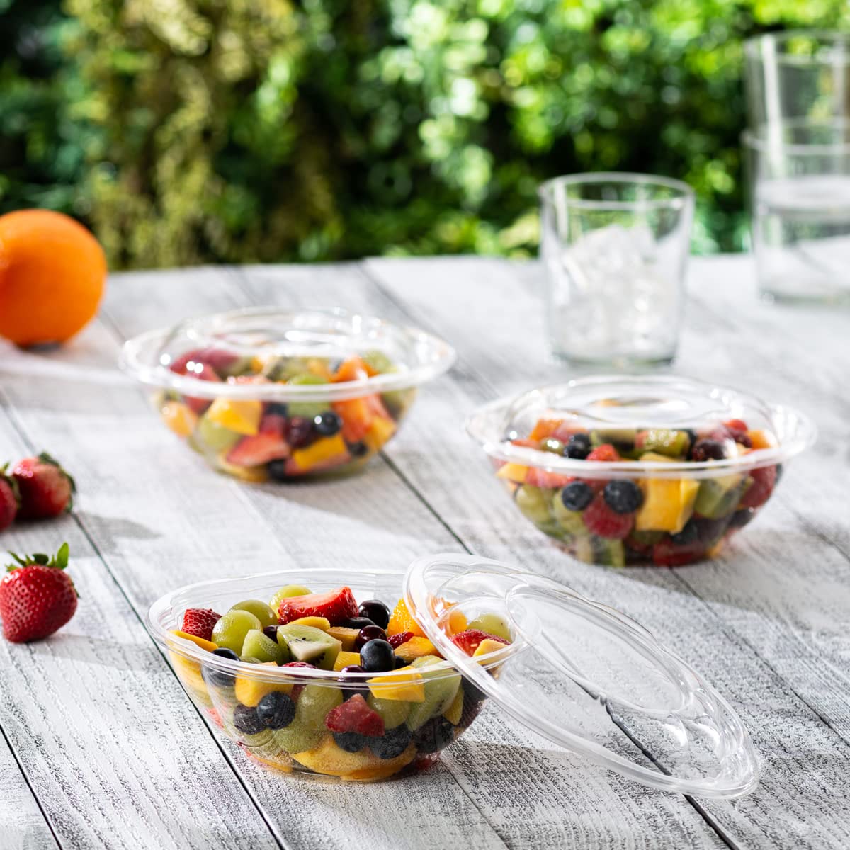 Comfy Package [50 Sets - 24 Oz.] Clear Plastic Salad Bowls To Go With Airtight Lids