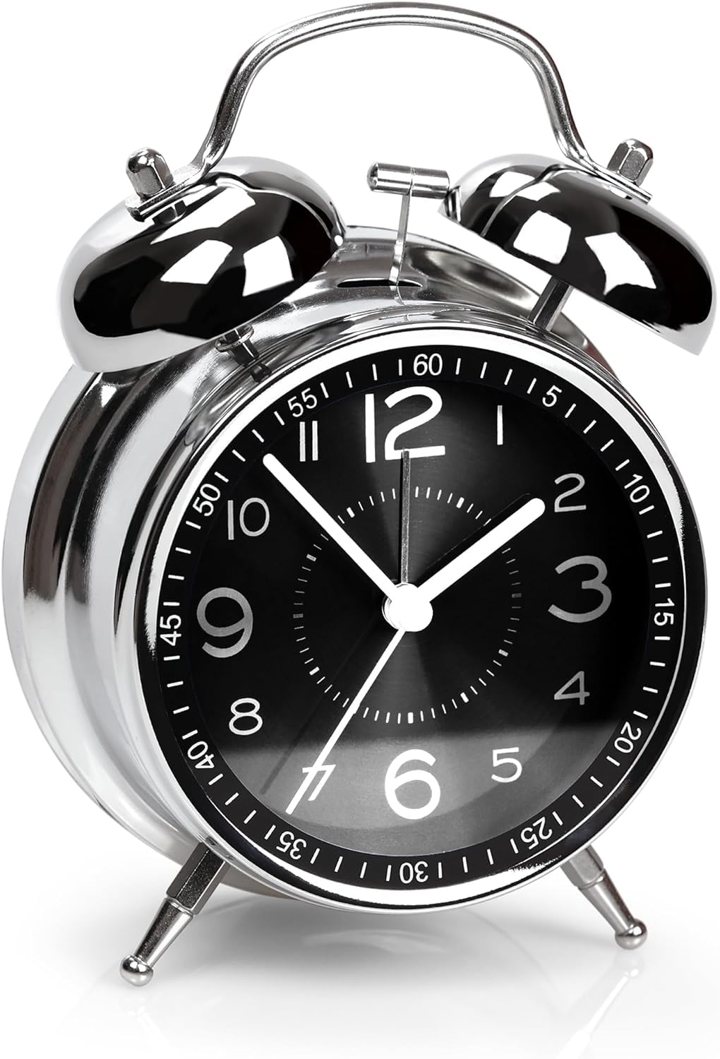Home Skill Alarm Clock For Heavy Sleepers Loud Clock For Adults, Metal 4 Inches Twin Bell Table Clock With Backlight Alarm Clock