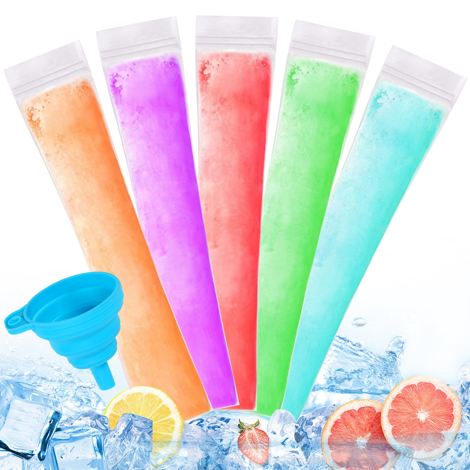 300 Disposable Ice Popsicle Mold Bags Comes With A Funnel, BPA Free Freezer Tubes, Healthy Snack Yogurt Stick Juice Fruit Smooth